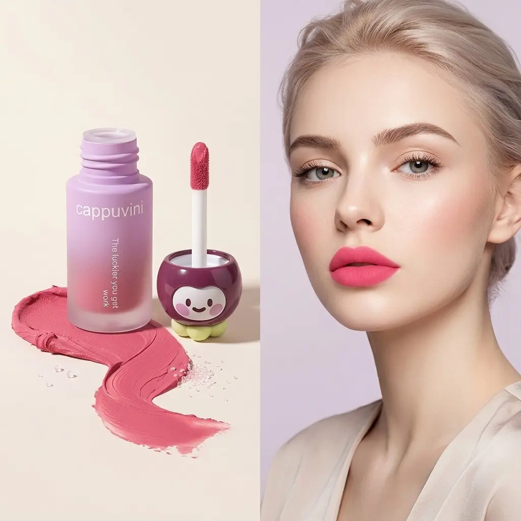 Cute Mangosteen Shaped Lip Mud, Whimsical Velvety Matte Lip Tint, Long-Lasting Non-Stick Cup, High Pigment Misty Lip Color, Soft Blurred Lip Makeup, Lip Product for Daily & Party Use