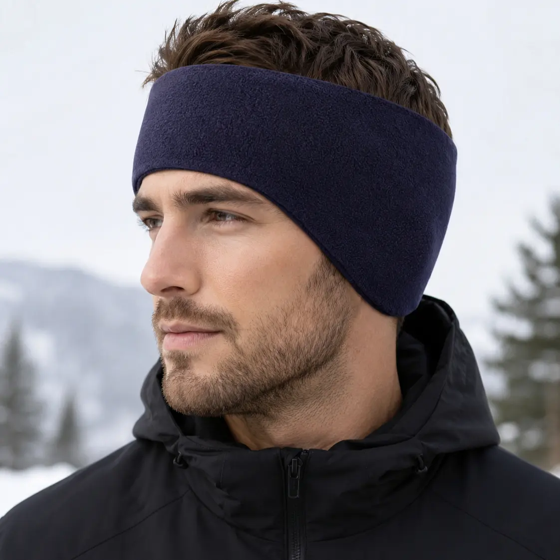 Winter Warm Fleece Ear Warmer Headband, Windproof Double Layer Ear Cover for Running Cycling Outdoor Sports