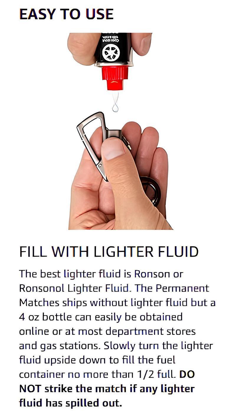 Permanent Match Infinity Lighter Gift,(Lighter Fluid Not Included) Reusable Waterproof Flint Fire Starter with Keychain & Bottle Opener, Windproof Metal Kerosene Lighter for Outdoor Camping, Hiking & Survival