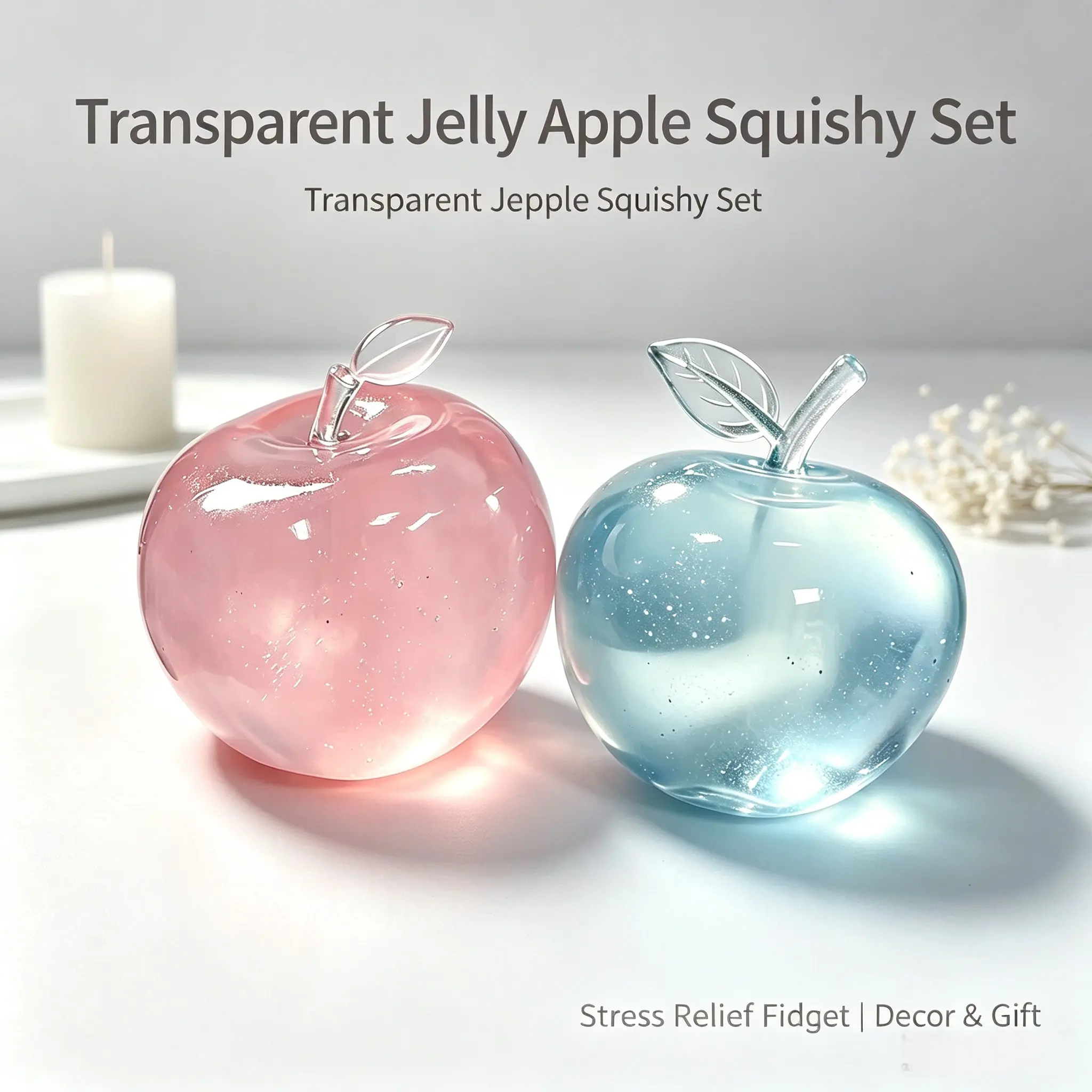 Soft Slow Rise Mochi Squishy 2 Pack, Apple Squeeze Fidget Toys for Stress Relief, Kids Adults Anxiety Calm Gift, Model 001