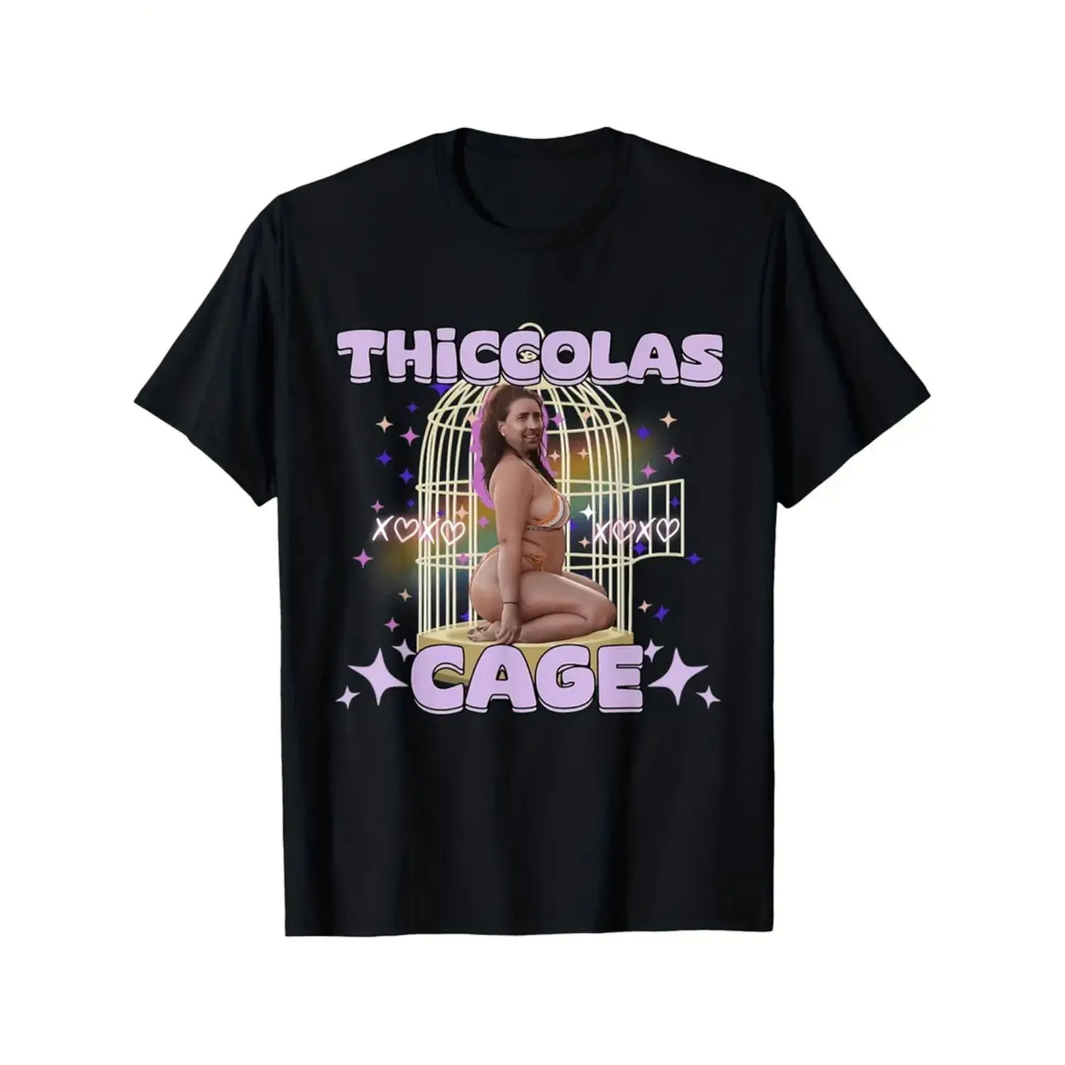 Unique Black Men'S T-Shirt Thiccolas Cage Stupid Meme T-Shirt Sweatshirt, Plus Size.,big,fall