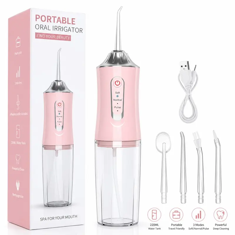Portable Oral Irrigator, Water Flosser with Safe Material, Jet Design, Gum Care Mode, Bad Breath Reduction