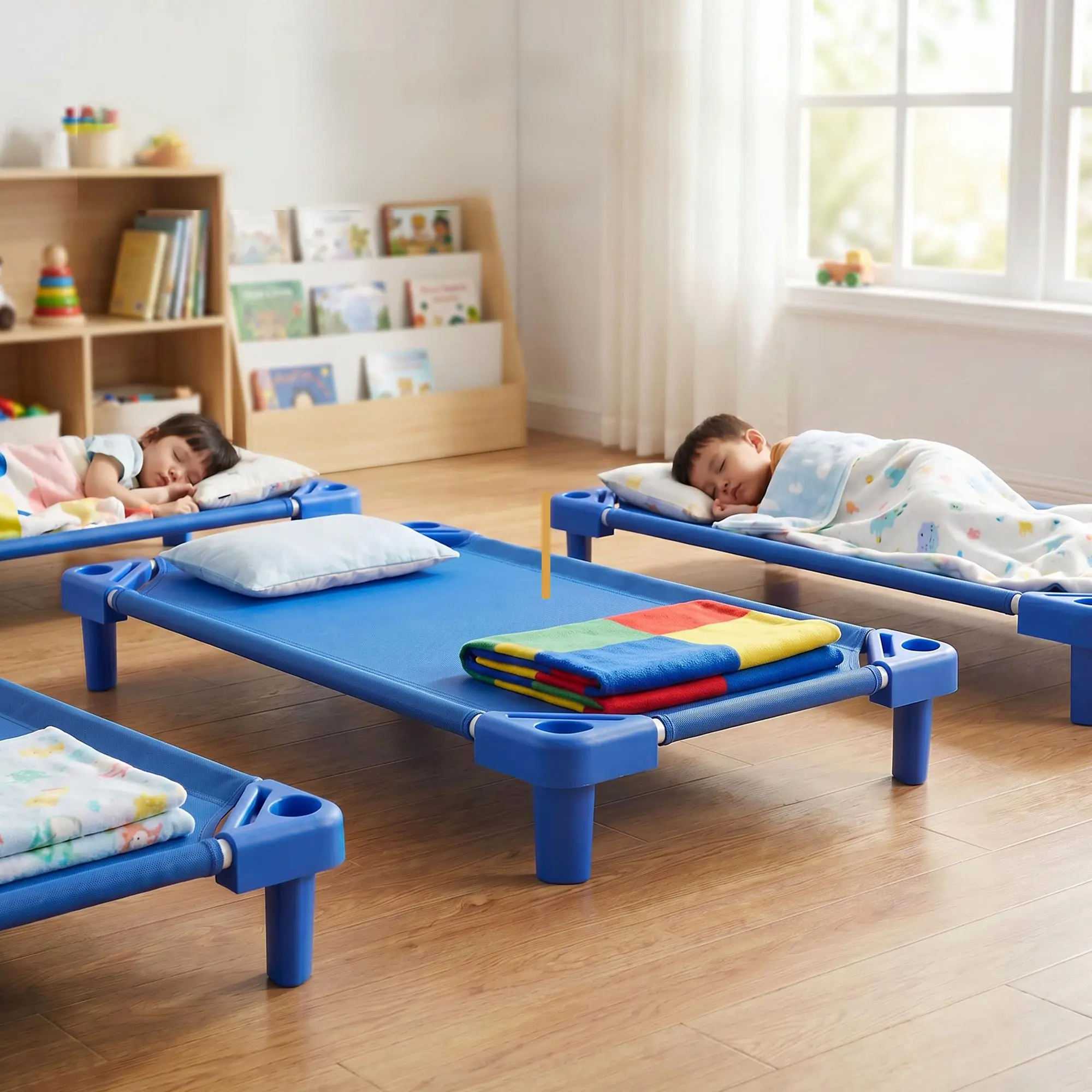 Stackable Toddler Cot with Storage Bag – Portable Nap Mat with Heavy Duty Steel Frame, Breathable Oxford Fabric Daybed for Daycare, Preschool, Home, Camping