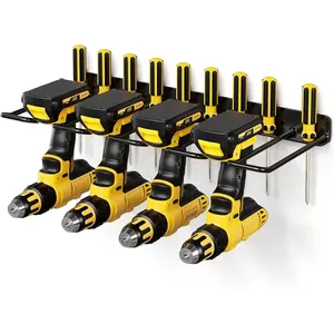 Power Tool Organizer, 4 Drill Holder Wall Mount, Heavy Duty Garage Tool Organizer and Storage, Suitable Tool Rack for Tool Room, Workshop, Garage