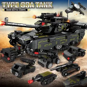 99a Tank Track Armored Vehicle Model Kit 691pcs, 8in1 Building Blocks Toy, Rotatable Gun Platform, DIY Puzzle for Kids Aged 6+, Christmas Gift