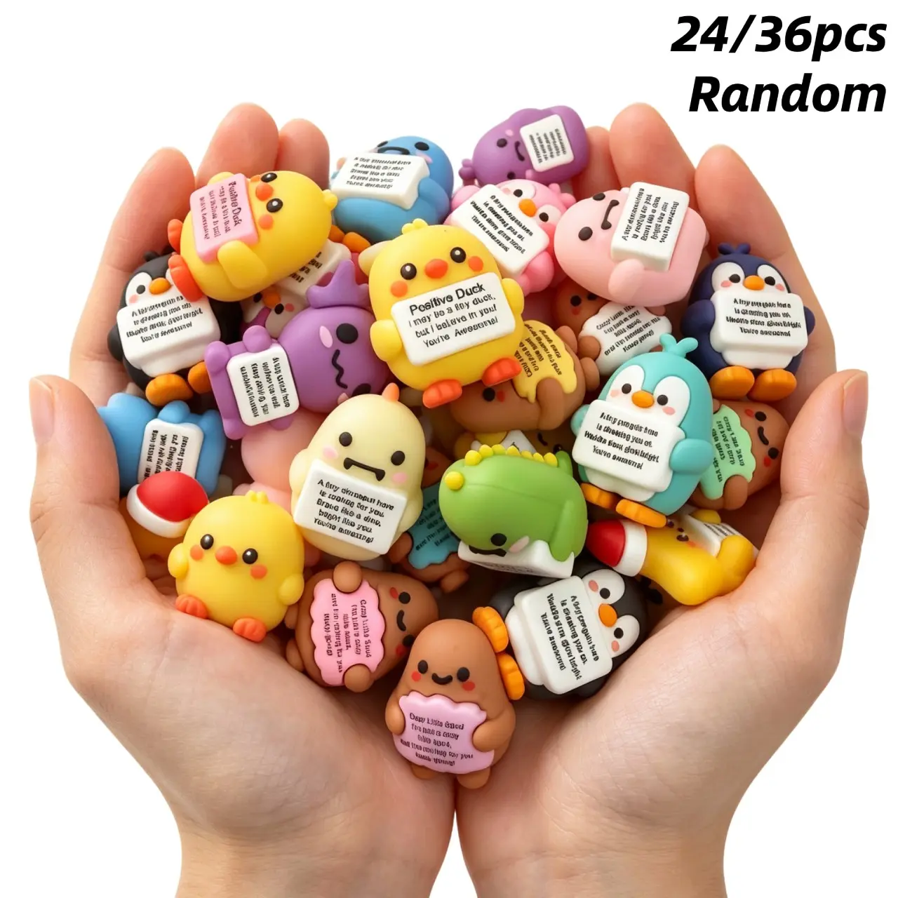 Mini Positive Figurines Random 24/36pcs – Inspirational Emotional Support Gifts, Aesthetic Desk Decor, Stocking Stuffers for Halloween Thanksgiving Christmas, Great for Family Friends Colleagues