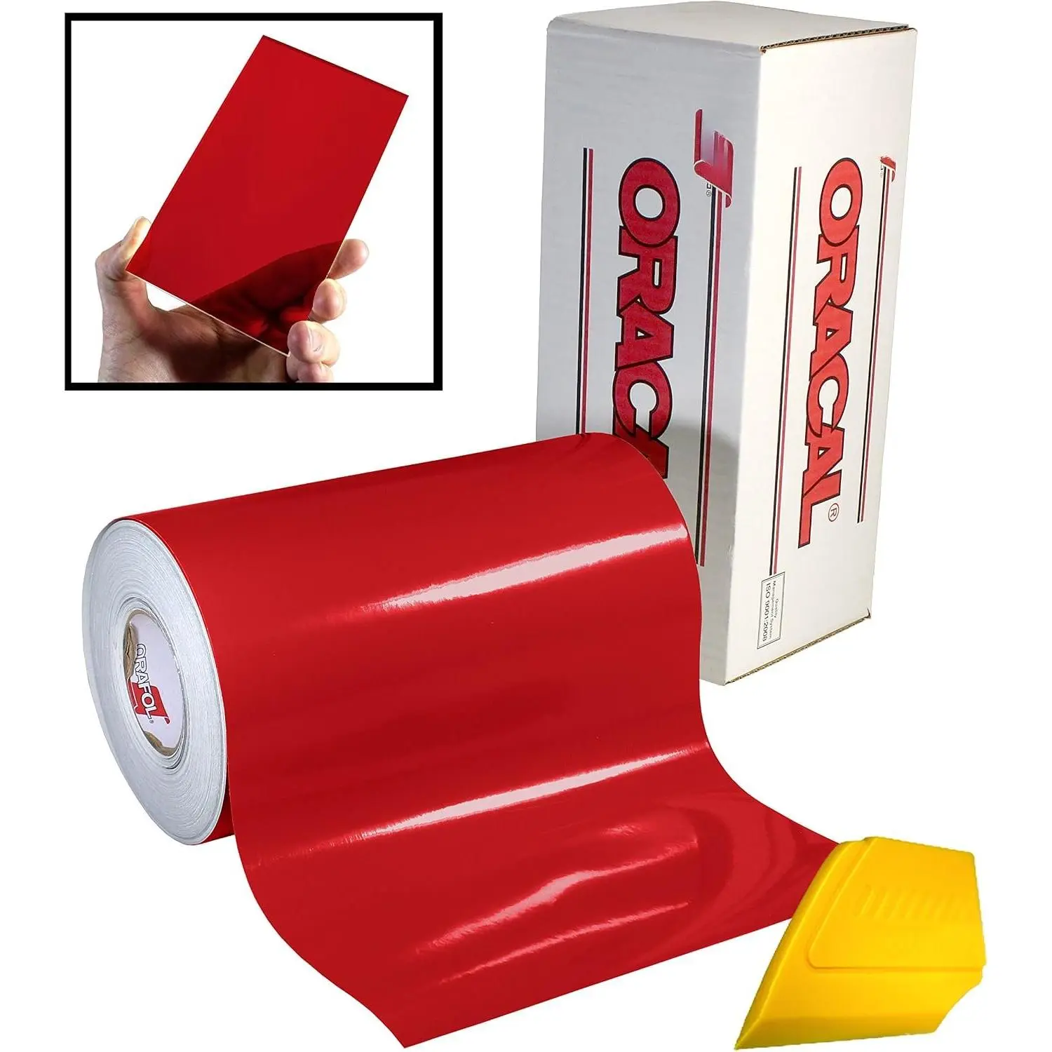 8300 Transparent Red 12" x 24" Colored Window Tinting Vinyl Roll Including Hard Yellow Detailer  (1 Roll Pack)