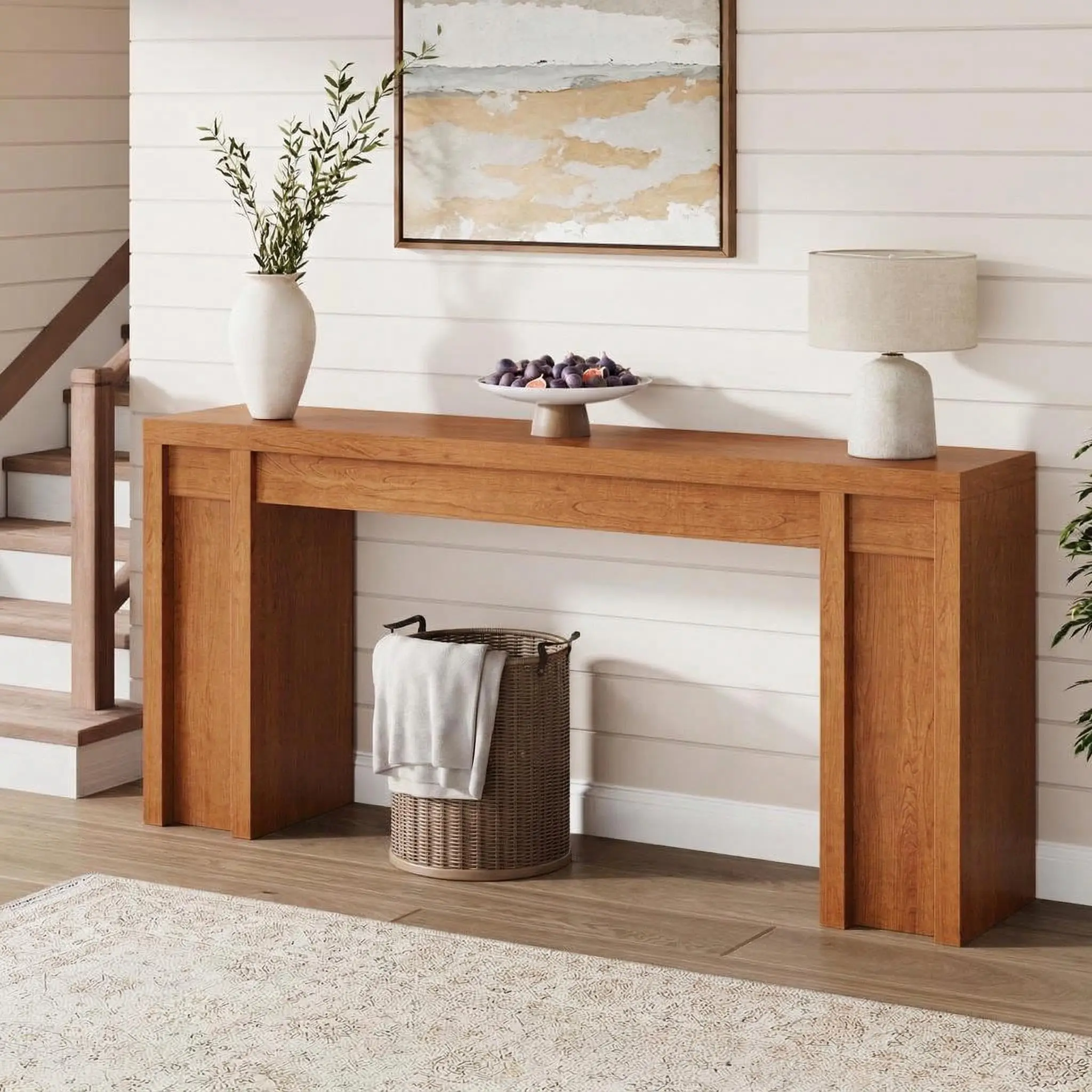 Heavy-Duty, 1.9'' Thick Console Table – 70.9'' Wooden Farmhouse Sofa Table for Entryway or Living Room – Long Hallway Foyer Table, Supports up to 350 lbs