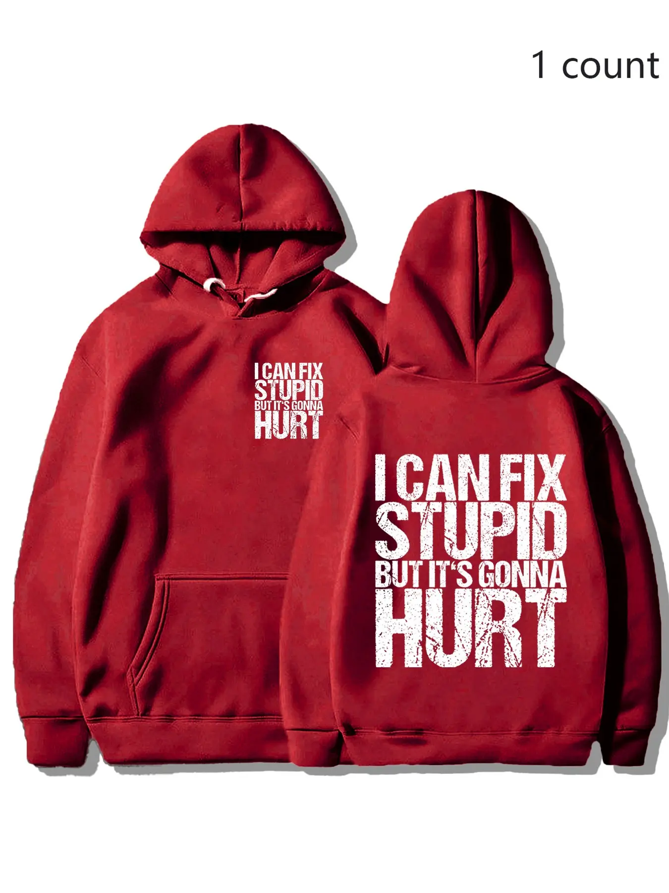 Td I Can Fix Stupid Hoodie, Distressed Letter Print, Oversized Heavy Fleece, Kangaroo Pocket, Funny Mechanic Streetwear, Unisex