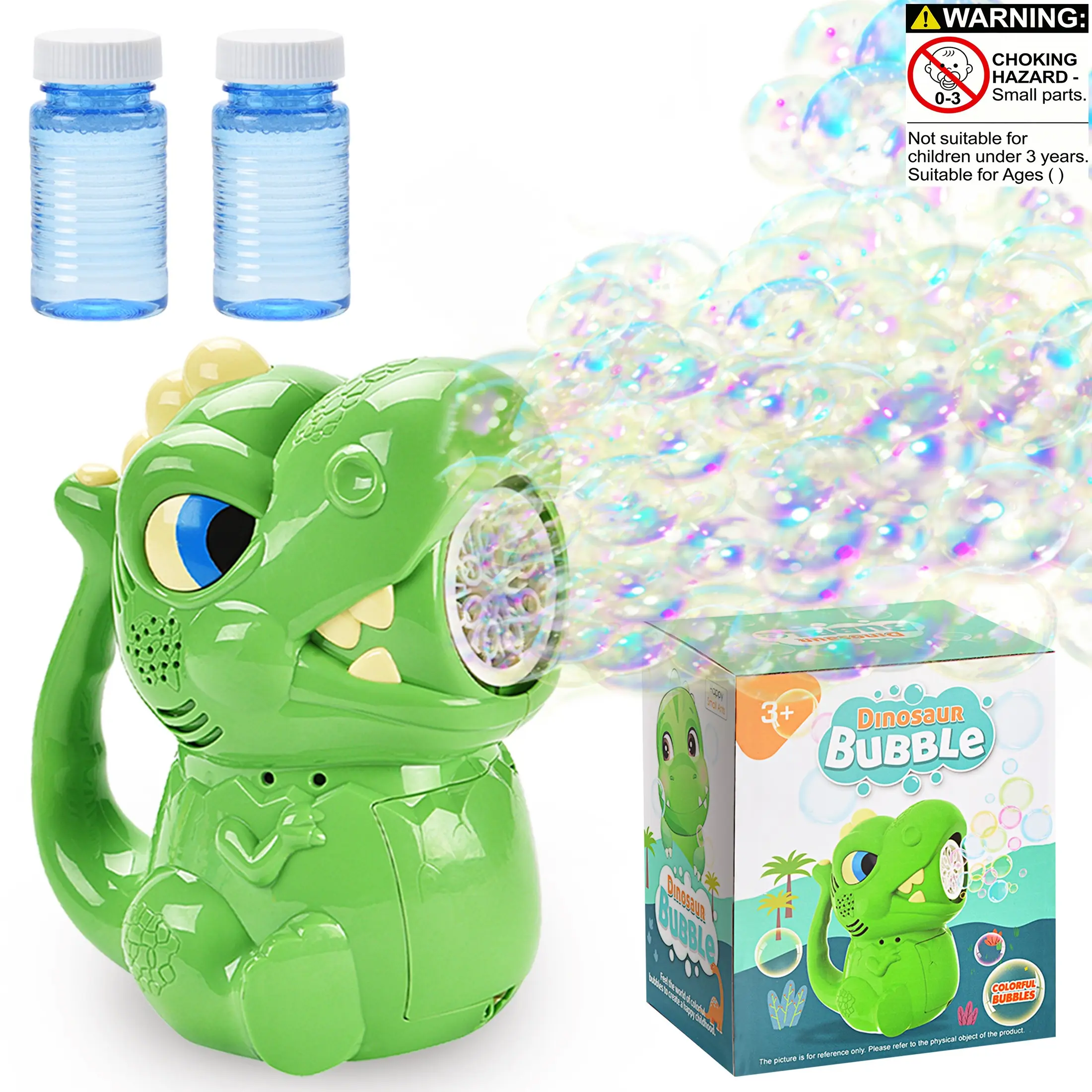 Handheld Cute Dinosaur Bubble Machine, 8-Hole Electric Rotating, Perfect for Kids Outdoor Activities, Ideal Birthday and Holiday Gift, Portable Bubble Machine