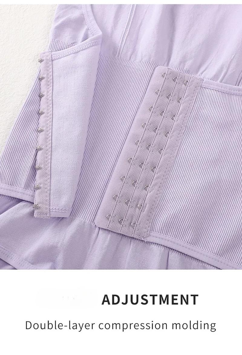 Women Zipper Bodysuit Shapewear For Daily Wear And Posture Support, Integrated Belt Body Shaper Top With Tummy Control, Waist Support, Firm Compression