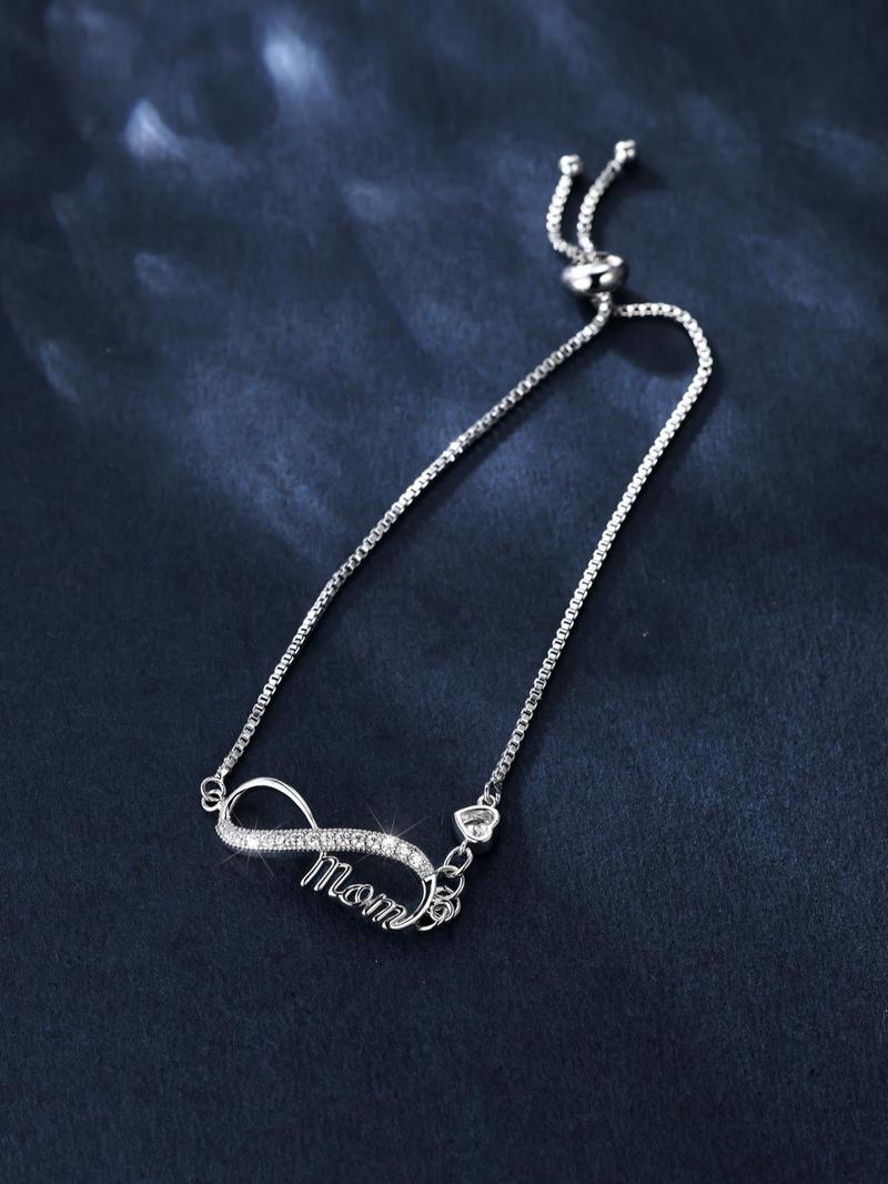 Letter Detail Mom Chain Bracelet, Fashion Jewelry Accessories for Women for Party, Daily Clothing Decor, Trendy All-match & Exquisite Jewelry for Birthday Gift, Letter Link Bracelet, Personalized Jewelry