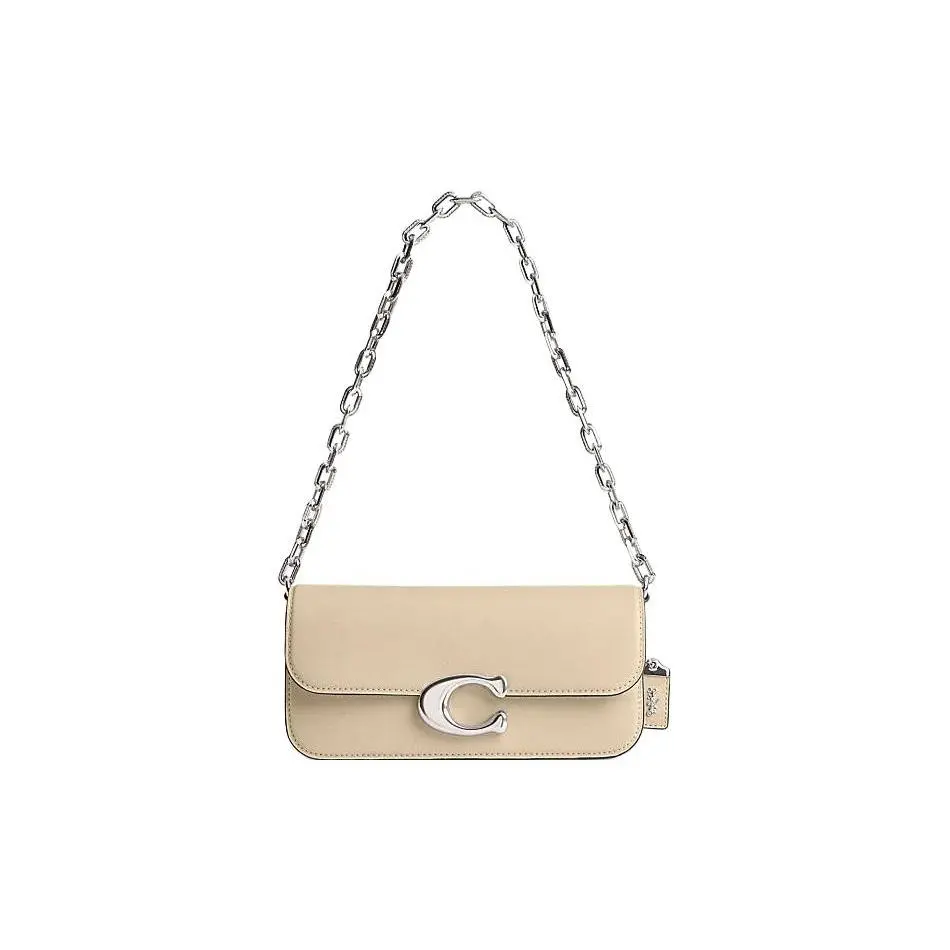 COACH IDOL 23 Leather Handbag with Magnetic Closure – Medium Size, Crossbody and Shoulder Bag for Women, Ivory