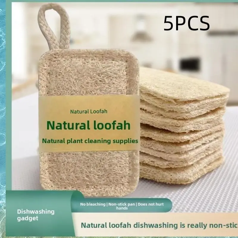 5pcs Natural Loofah Sponge Eco-Friendly Biodegradable Dish Scrubber Plant Based Zero Waste Luffa Pad Non-Scratch Kitchen Cleaning Sponges Alternative Sustainable Home Essentials CleanTok