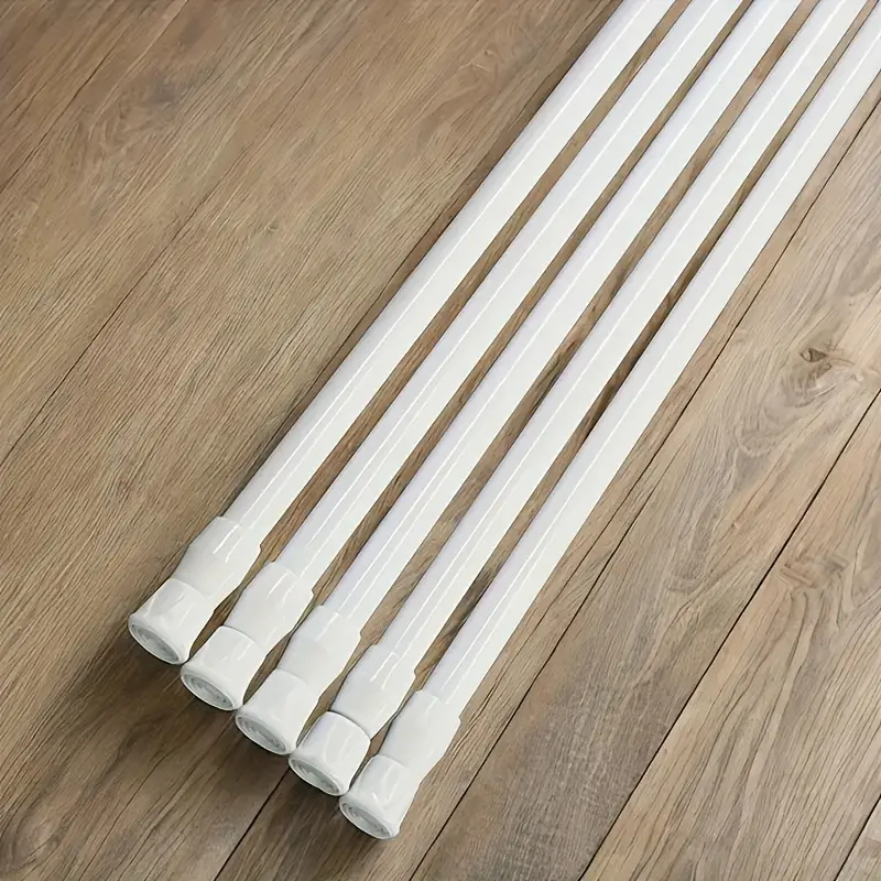 4pcs 16in-28in Classic White Steel Telescopic Rod, Adjustable Multipurpose Curtain Rod, Punch-Free Extendable Pole for Kitchen, Bathroom, Bedroom, Window Treatment, And Closet Organizing