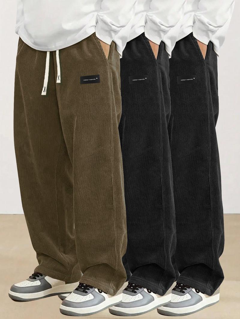 Men's 3-Pack Everyday Corduroy Joggers - Couples Matching Design, Elastic Drawstring Waist Pockets Straight-Leg Pants Men's 3-Pack Everyday Corduroy Joggers - Couples Matching Design, Elastic Drawstring Waist Pockets Straight-Leg Pants