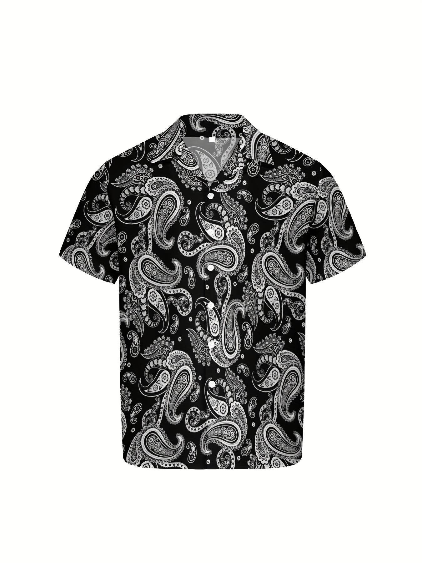 3pcs Men'S Hawaiian Shirt And Short Set, Classic Paisley Floral Soft Fabric Breathable Shirt Button Short Sleeve Casual Beach Shirts Outfits With Bucket Hats