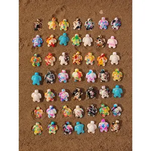 50pcs Mixed Color Turtle Beads - Stone Sea Turtle Charms for DIY Jewelry Making, Ocean Marine Theme Bracelet Necklace Craft Kit Supplies