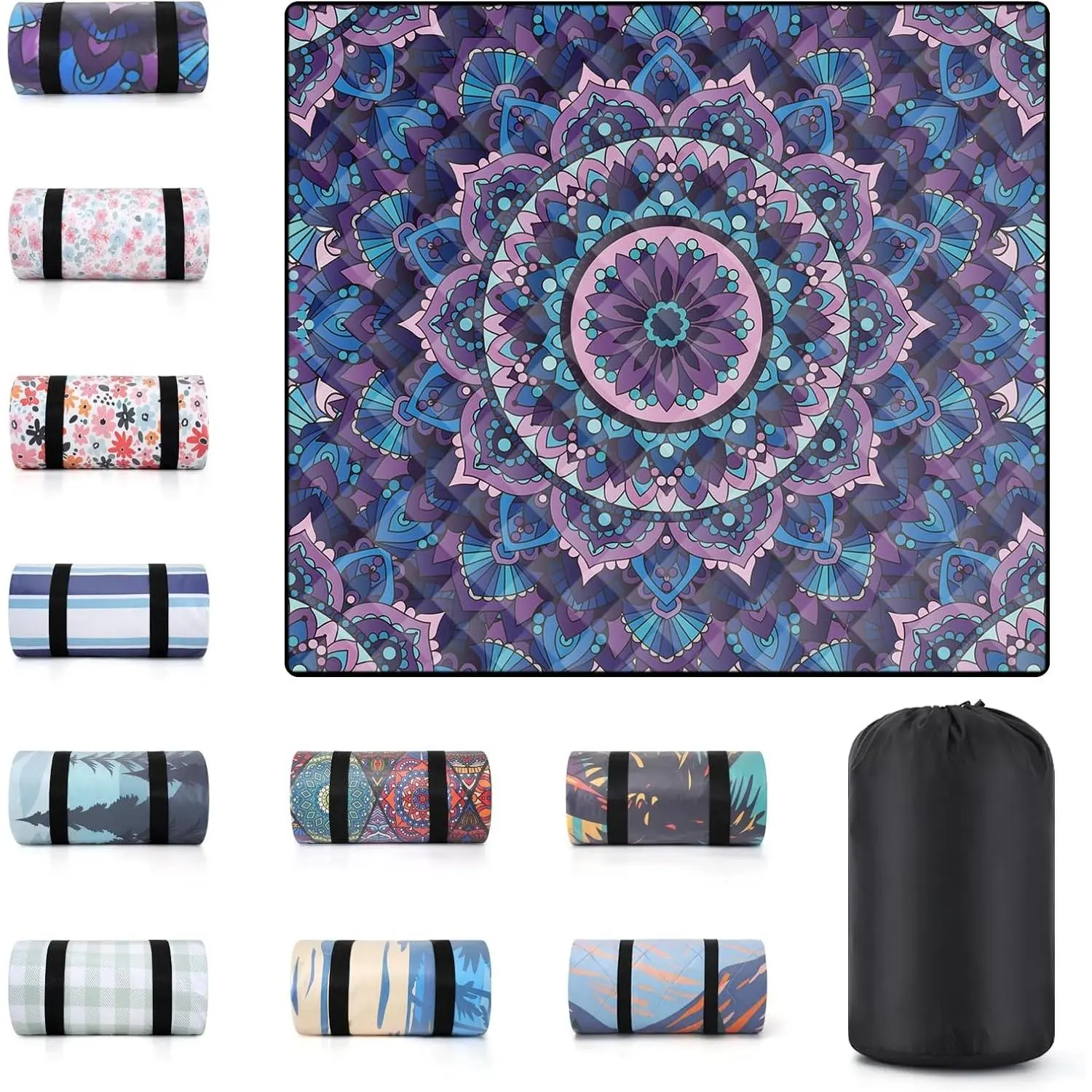 60x80in Extra Large Waterproof Sandproof Picnic Blanket - Foldable with Compact Bag, for Couples/Families, Ideal for Outdoor Events, Summer Camping RV Travel Home Supplies Mat, One-Piece