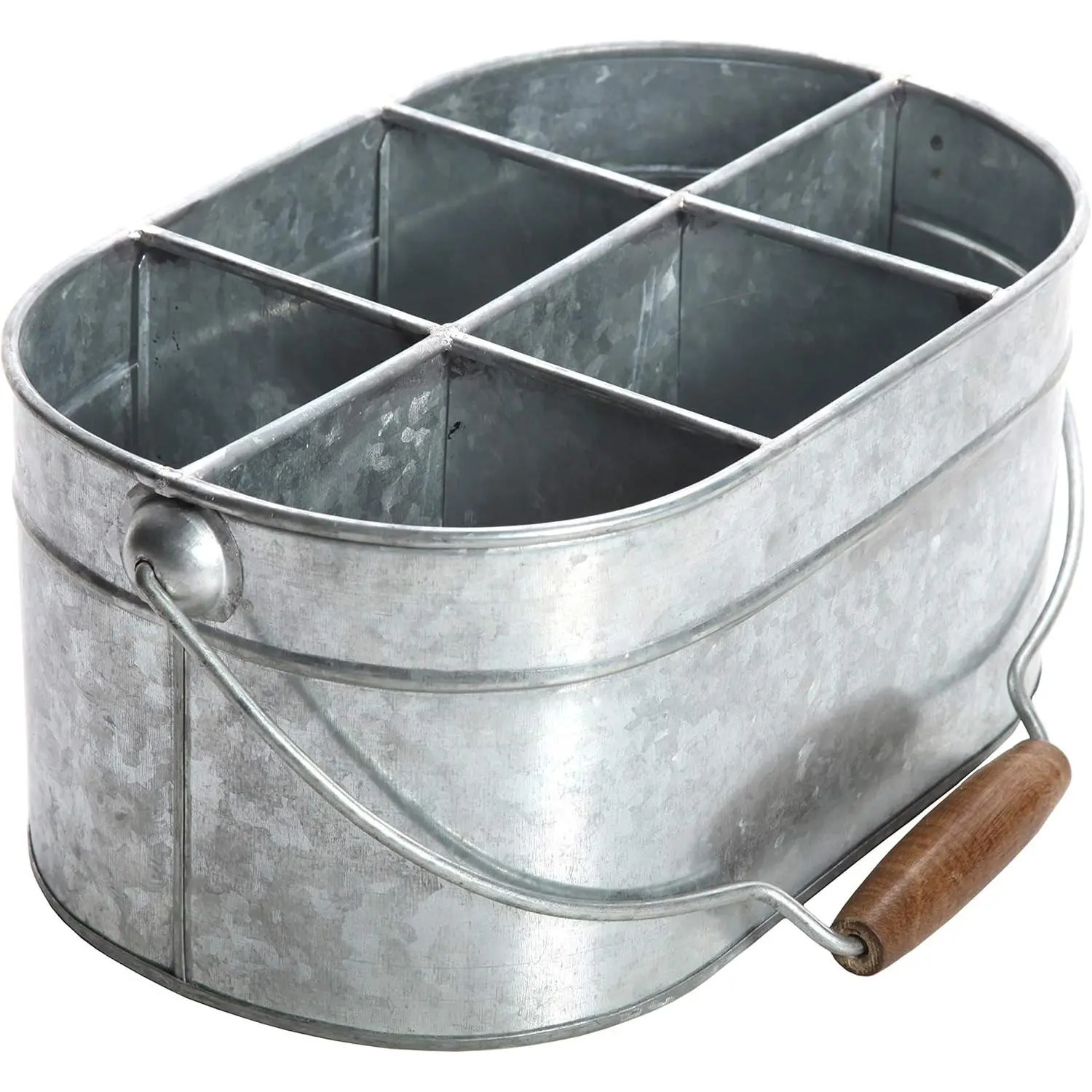 Galvanized Carry All Kitchen Utensil Caddy Serve Ware 13 Inch Long. Ideal for Floral Arrangements Party Garden Patio. O4