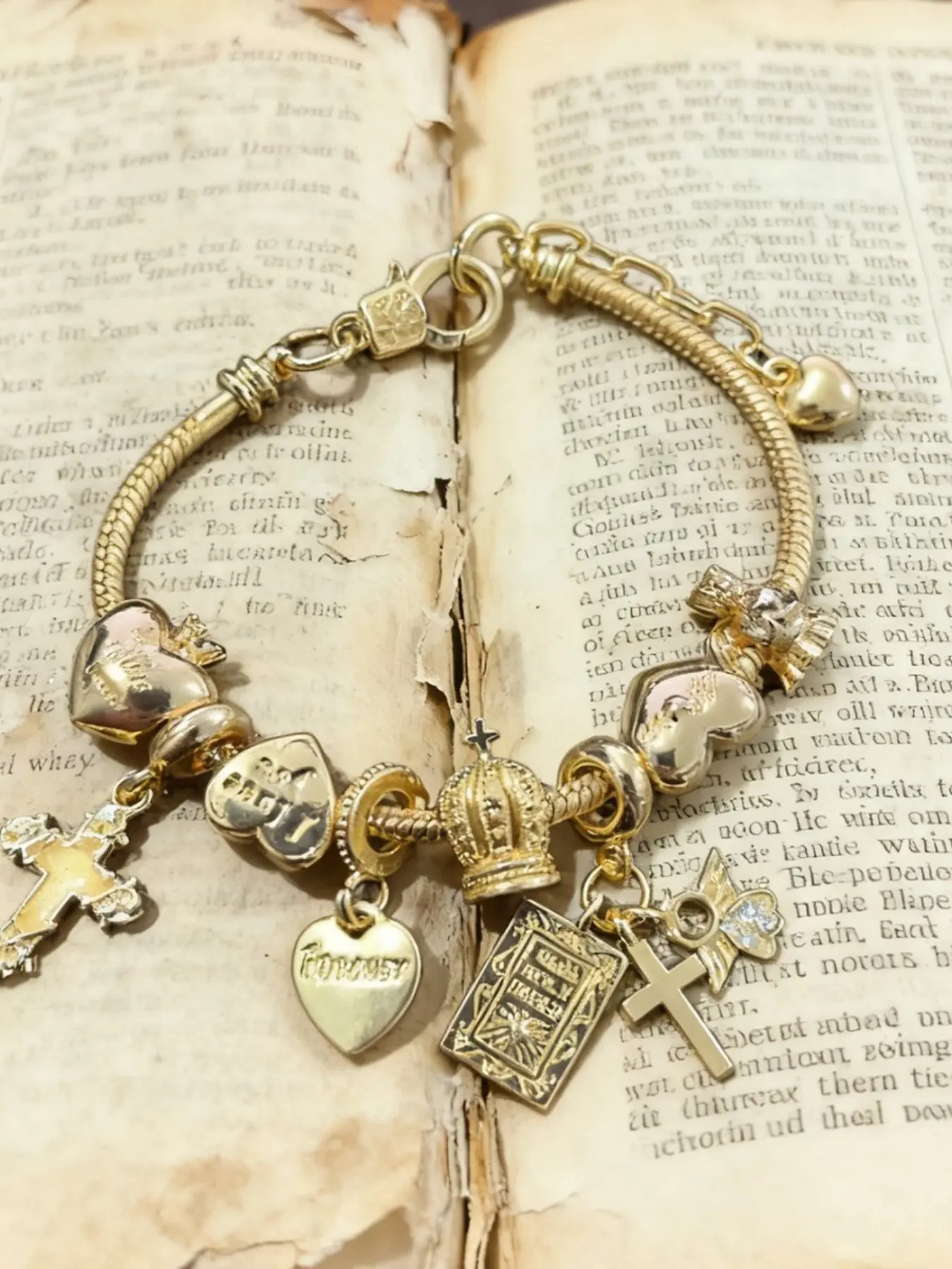 Classic Lock Head Keychain Bracelet, Vintage Heart Butterfly Charm Bracelet, Floral Teardrop DIY Bracelet, Fashionable Heart Bracelet