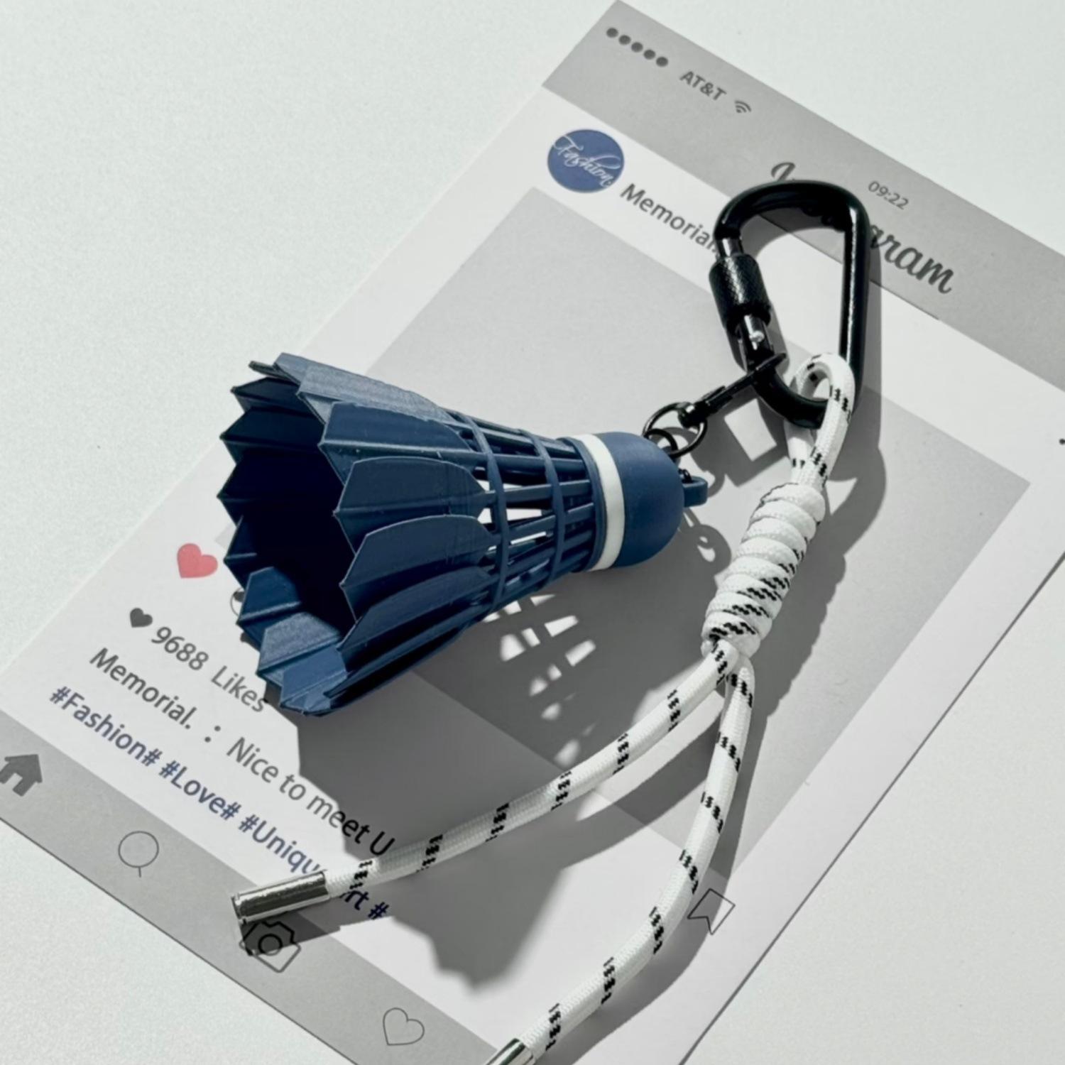 Badminton Keychain Bag Charm, Dark Blue Sports Backpack Pendant, Stylish Athletic Accessory for Backpack, Gym Bag Decoration, Travel and Daily Use Gift for Sports Lovers