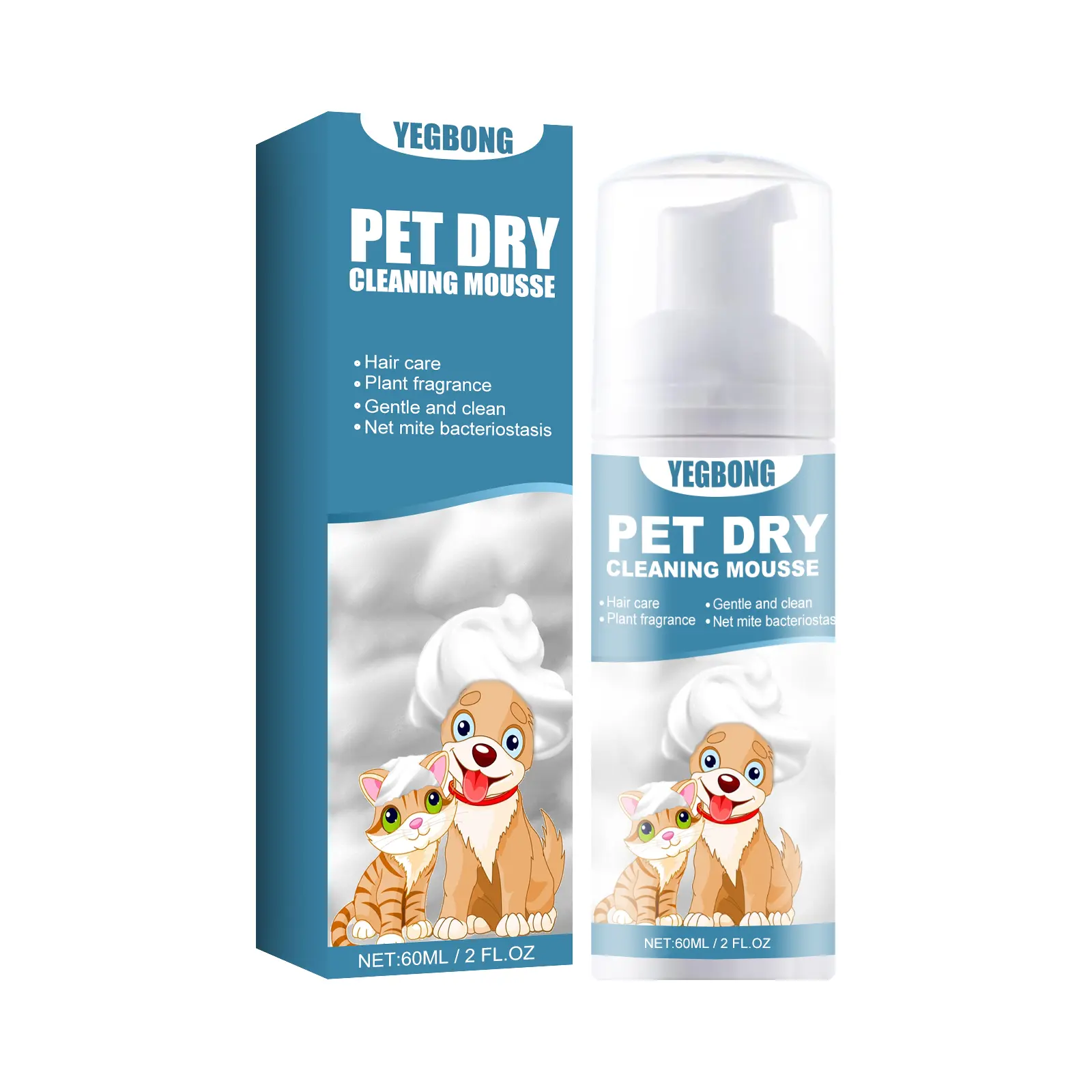 Yegbong Waterless Bath Mousse for Dogs & Cats - No-Rinse Foam, Deodorizing, Gentle, Cleans & Deodorizes Without Water, Pet Grooming Supplies