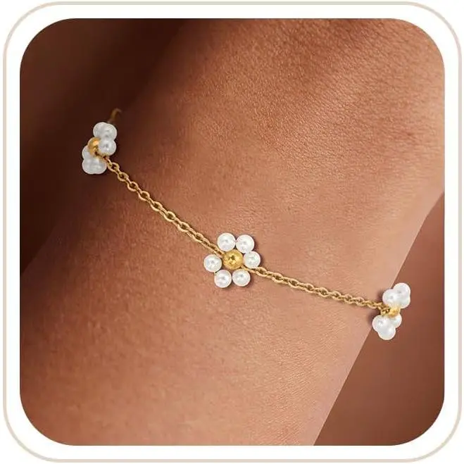 Bracelets for Women  Bracelet    |  Bracelet    Summer Gifts for Girls Dainty Daisy and Heart Bracelets Cute Floral  for Bridesmaid
