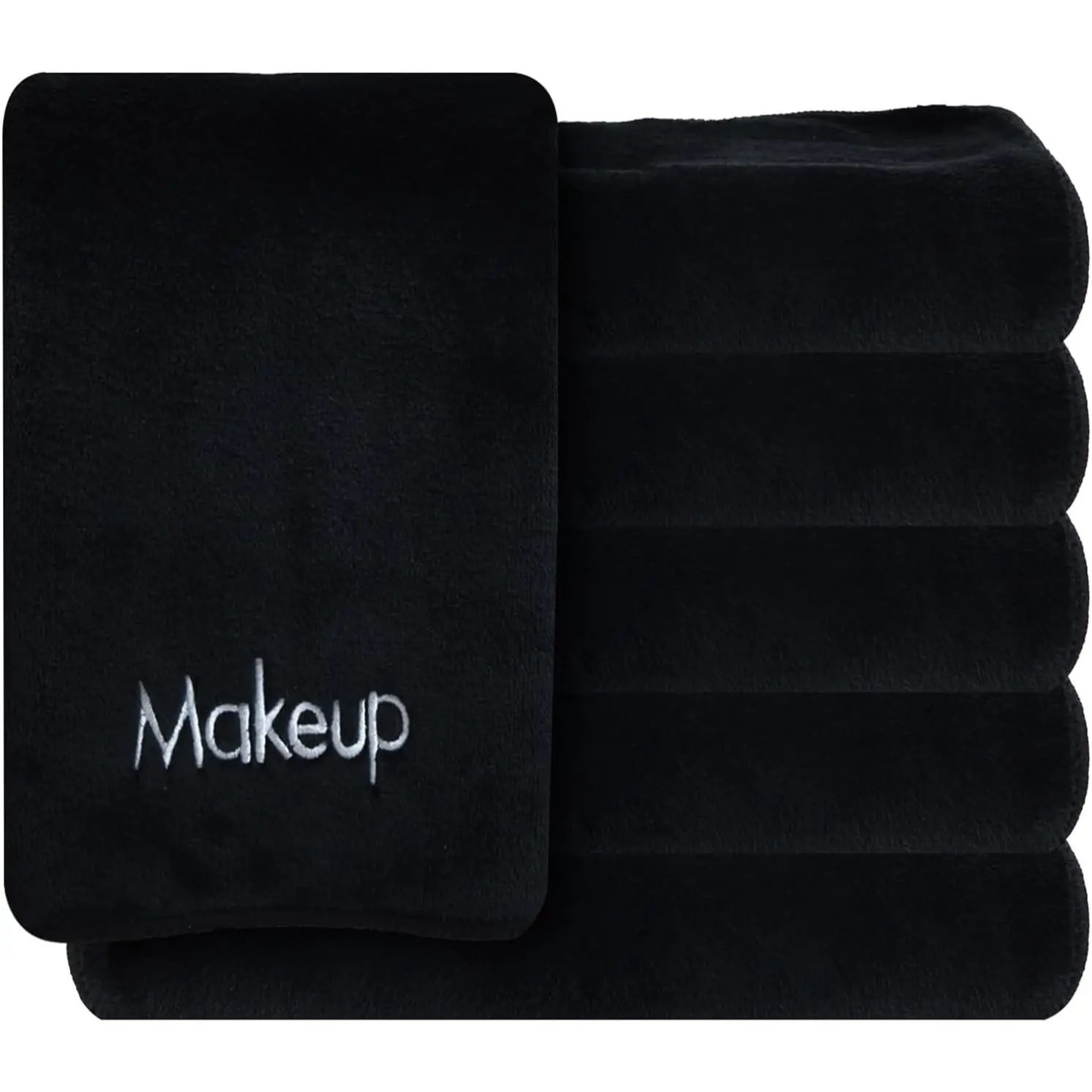 Makeup Towels - Pack of 6 - Ultra Soft & Gentle Microfiber Coral Fleece Washcloth Face Makeup Remover, 13 x 13 in, Black