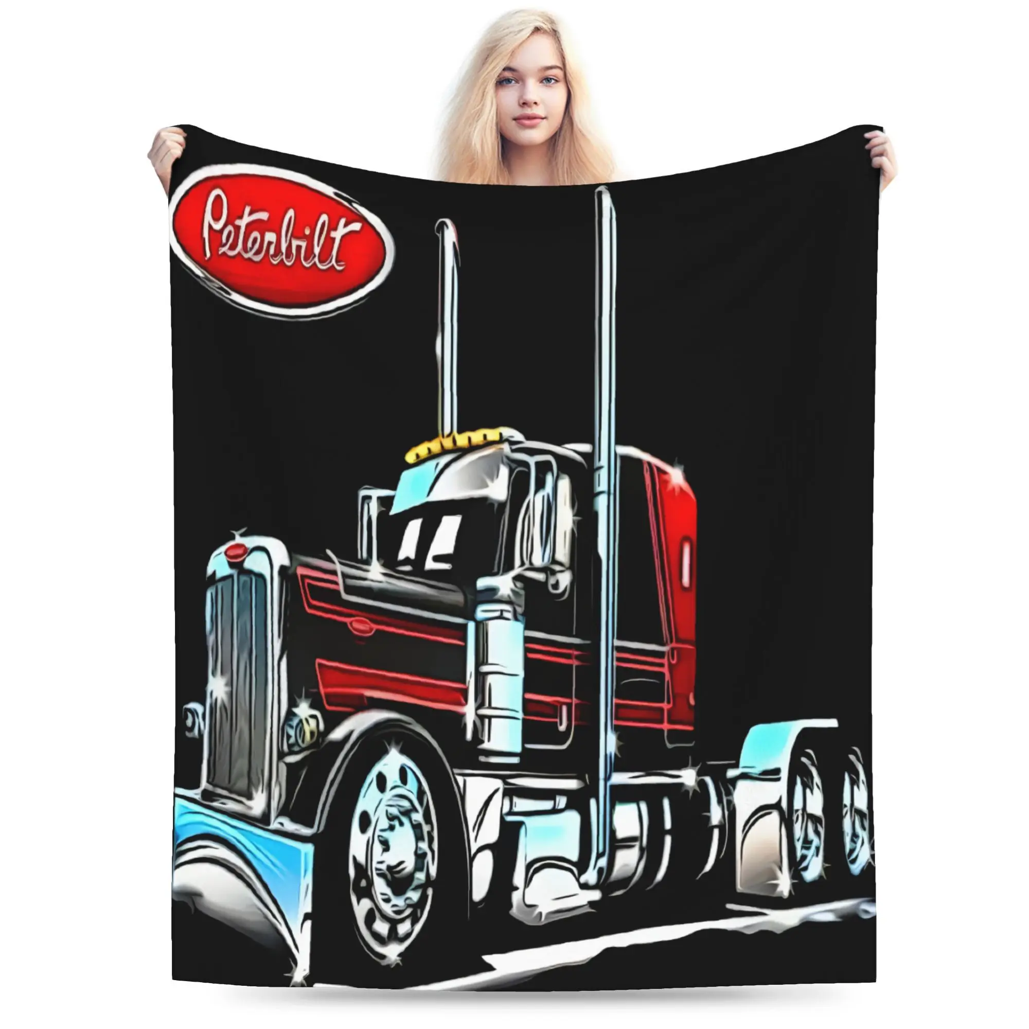 PETERBILT379 Truck Logo Printed Blanket - Ideal gift for drivers, truck drivers, home, office, and cab use
