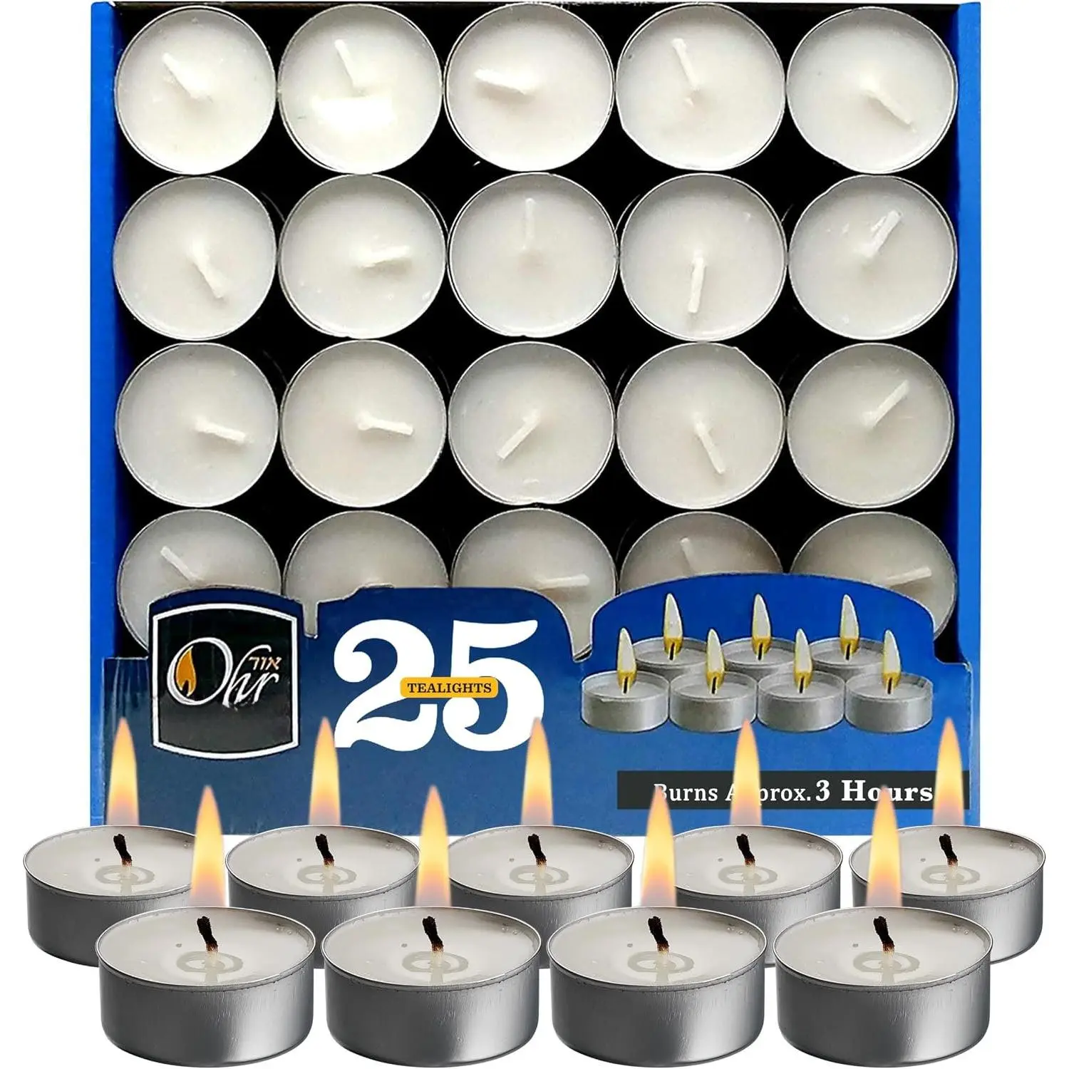 Tealight  - 25 Pack  Lights  - White Tealights Unscented - 3 Hour  Time