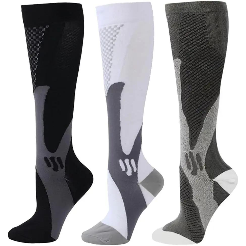 3 Prs Sport Compression Socks Men,20-30mmhg Nurse Socks for Edema | Compression Stocking for Travel Flight Pregnant,Athletic Knee High Support Sock,Medical Circulation Socks for Varicose Veins