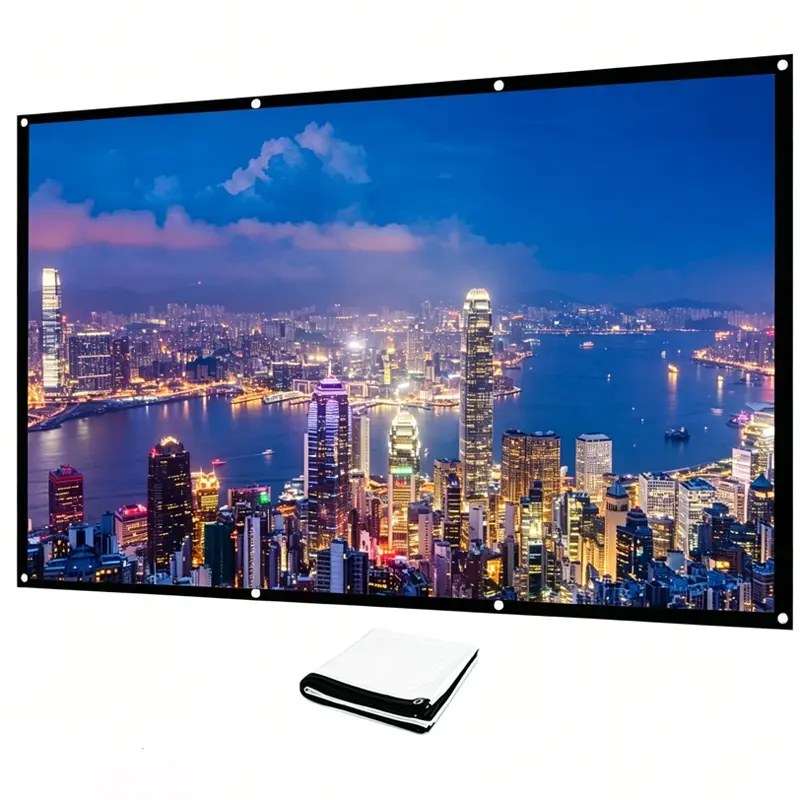 Outdoor Projection Screen Double sided Projection Screen High density Thick Soft Screen High definition Double sided Imaging Portable Folding Outdoor Camping Indoor and Outdoor Universal Projection Screen Projection Screen 60-150 inches