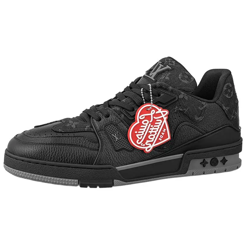 Louis Vuitton x Nigo Leather Trainer Sneakers for Men – Classic Monogram, Black Verifiable, with credentials and supporting global authentication