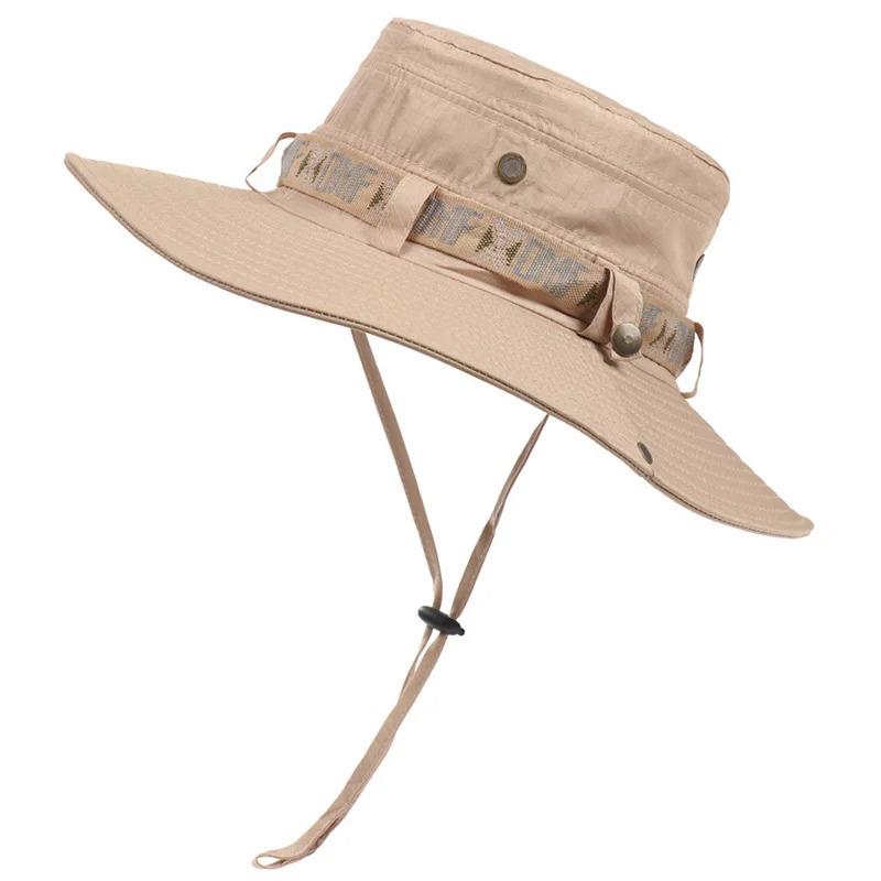 Summer Men Women Breathable Bucket Hat Outdoor UV Protection Wide Brim Panama Hat for Safari Hunting Hiking Mesh Fisherman Caps