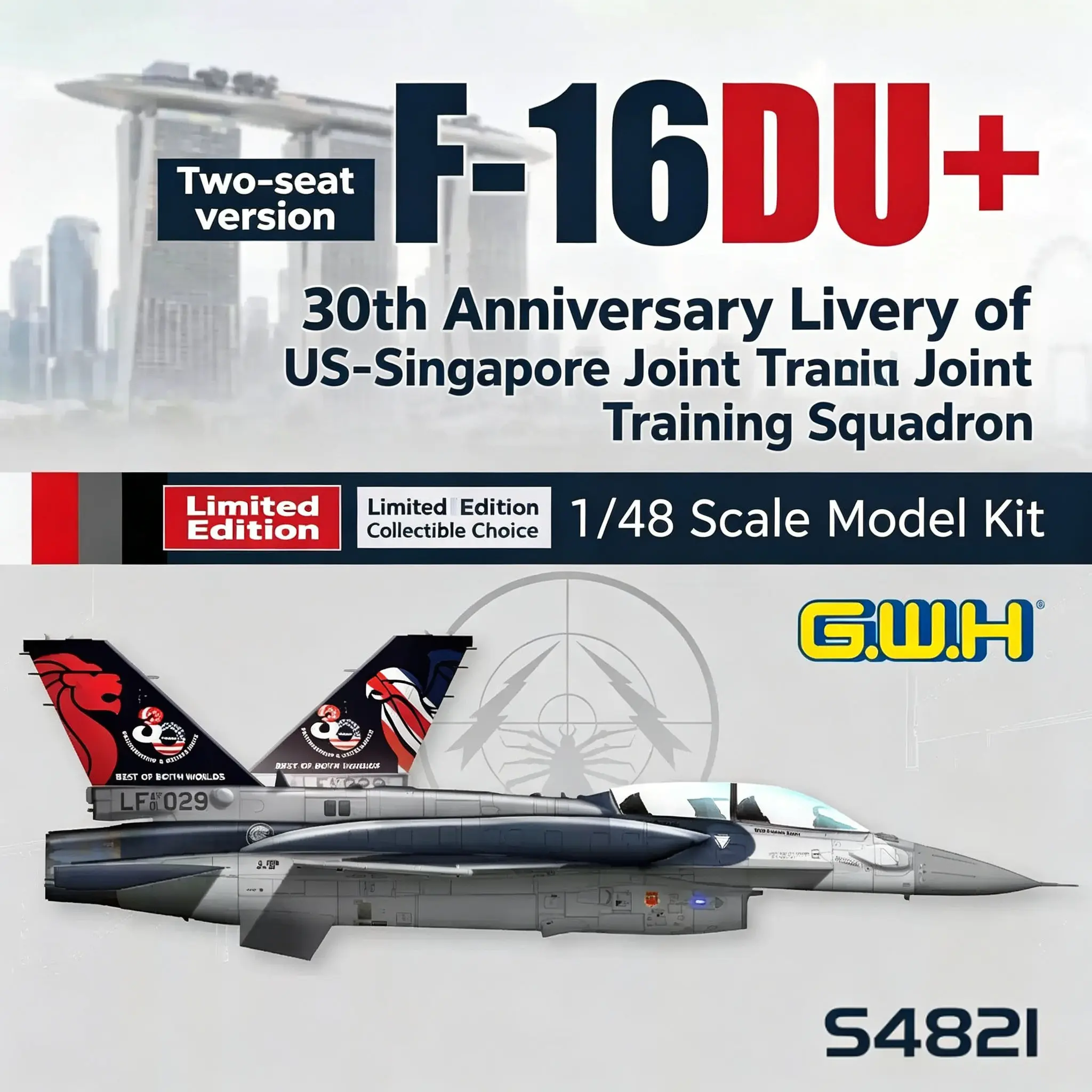 Changan S4821 1/48 F-16du+ Twin-Seater Model, Singapore Air Force Training Memorial Painted Kit, Assembled Scale Model