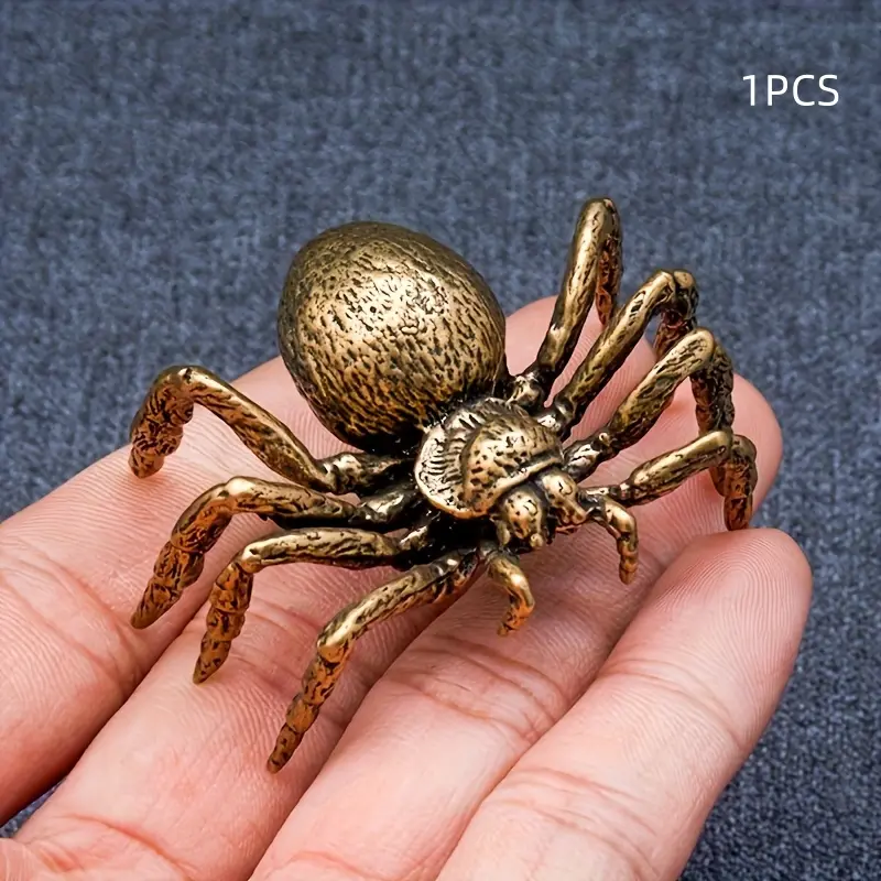 Vintage Brass Spider Sculpture Ornament - A collectible statue suitable for home and office decoration, perfect for Halloween, Thanksgiving, and Christmas decorations