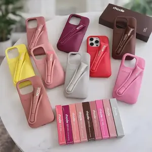 Rhode Beauty Girl Lip Gloss Case, Custom Fit Soft Silicone Shockproof Accessory for iPhone 13-17 Pro Max iOS Devices, Built-in Lip Balm Holder, Customized Plain Surface, Accessories