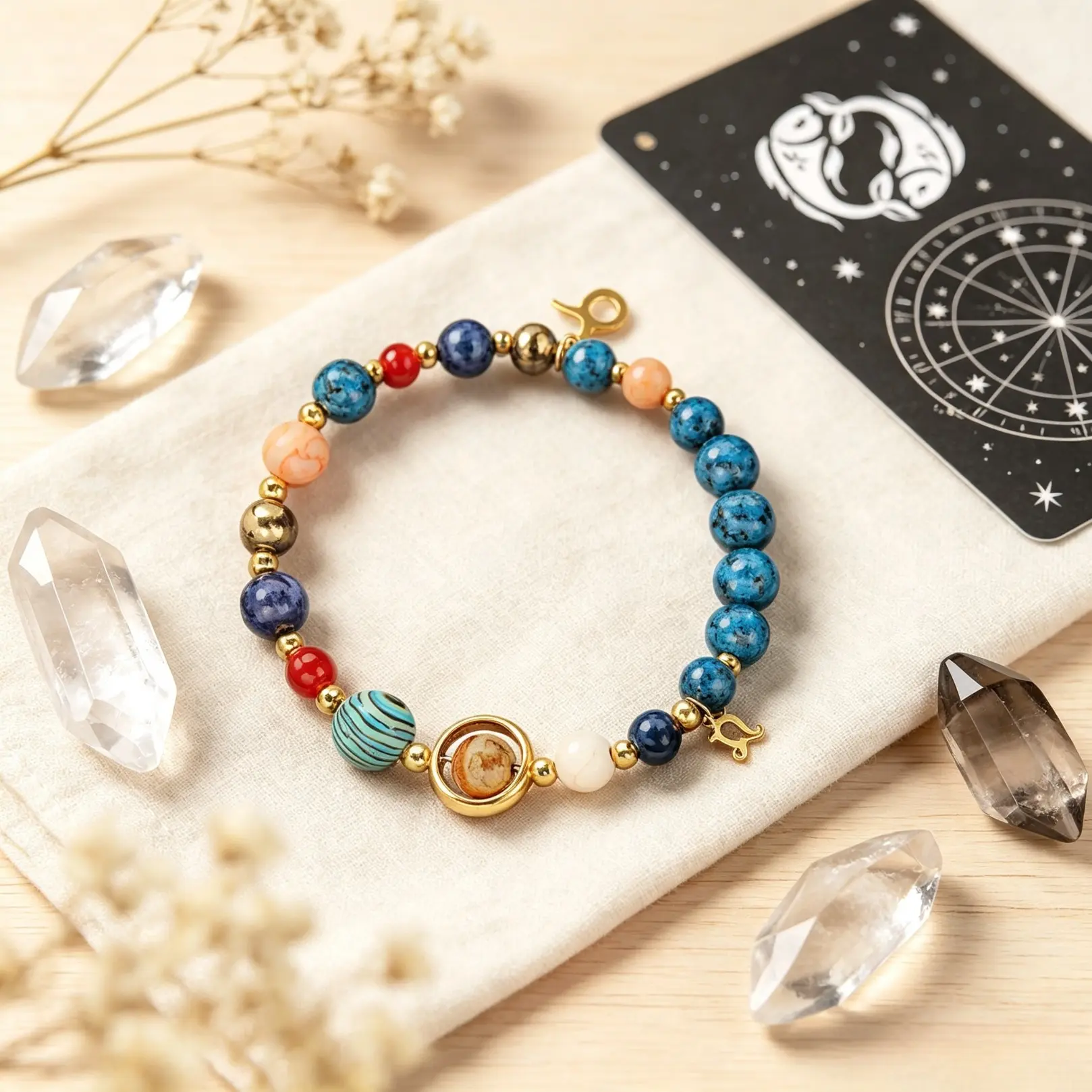 Zodiac Beaded Artificial Crystal Bracelet for Men & Women, Fashion Jewelry Gift Idea, Trendy Versatile Accessory, Perfect Birthday Present, Bracelet with charms
