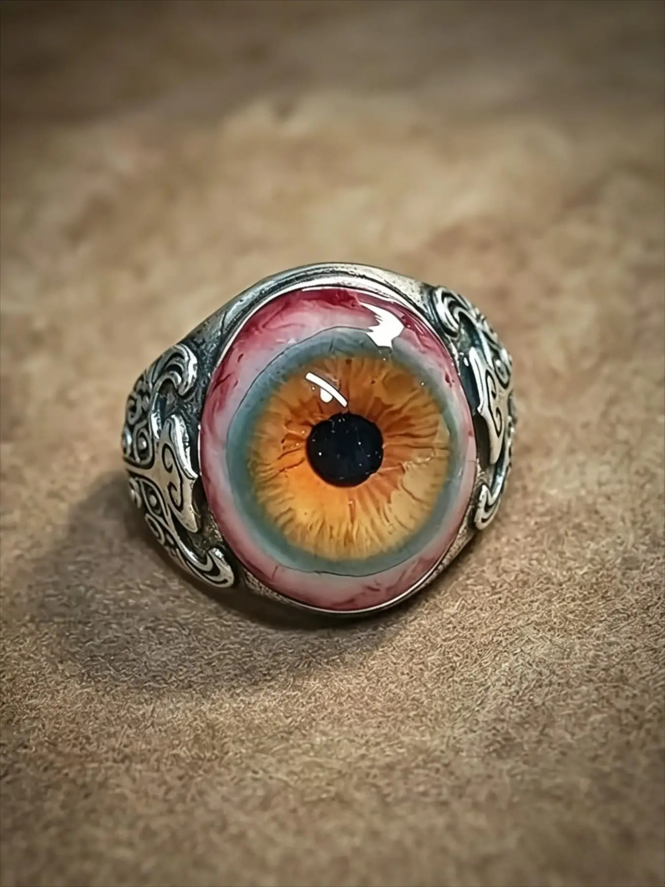 Vintage Punk Oversized Realistic Blood Eye Ring, Unisex Devil Eye Party Ring, Gothic Ring, Fashion Rings, Bold Personality Jewelry for Men and Women