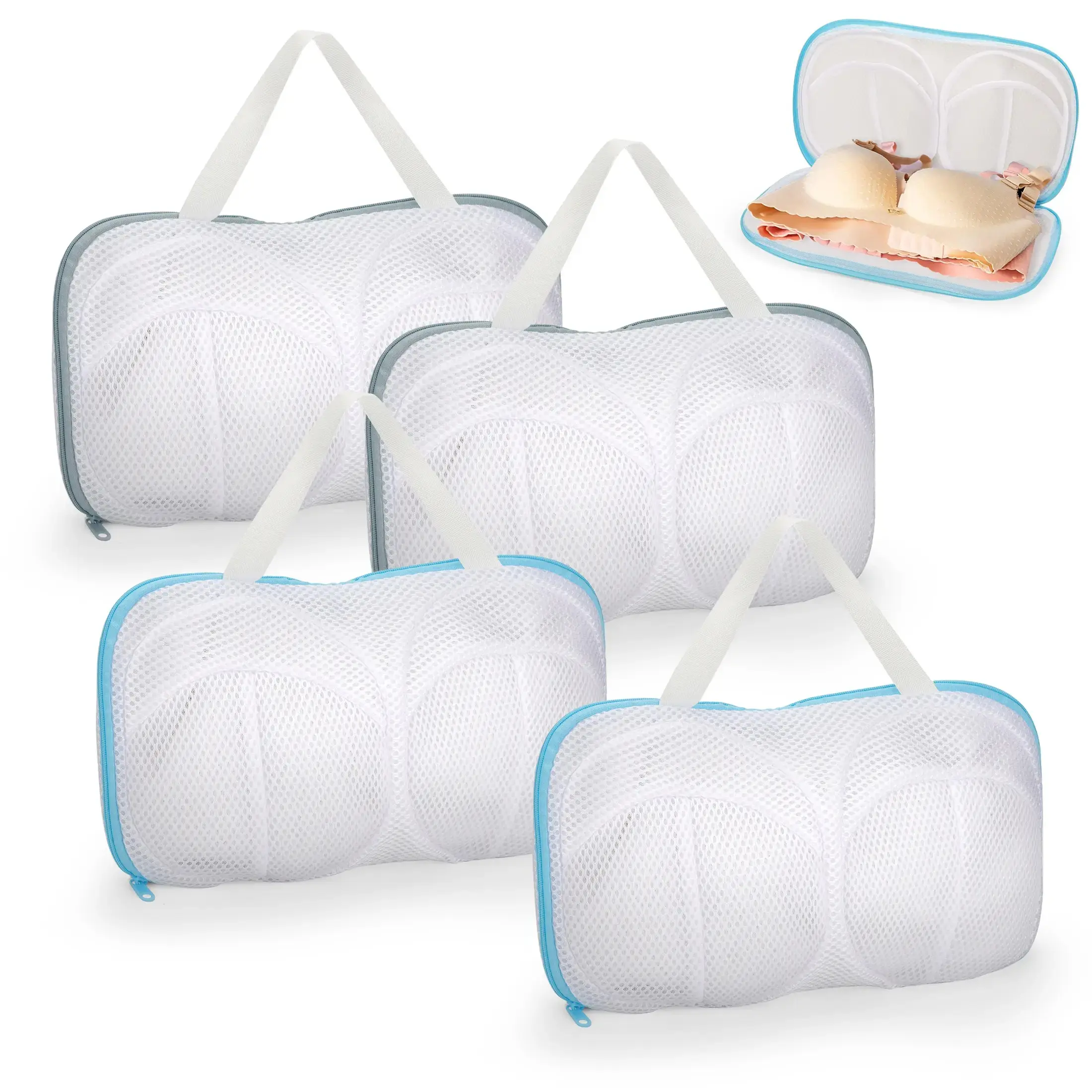 4Pcs Anti-Deformation Bra Laundry Mesh Bags - Underwear Washing Protector with Zipper Closure,Lingerie Bags for Washing Delicates,Ideal for Lingerie Care Organizing Washable
