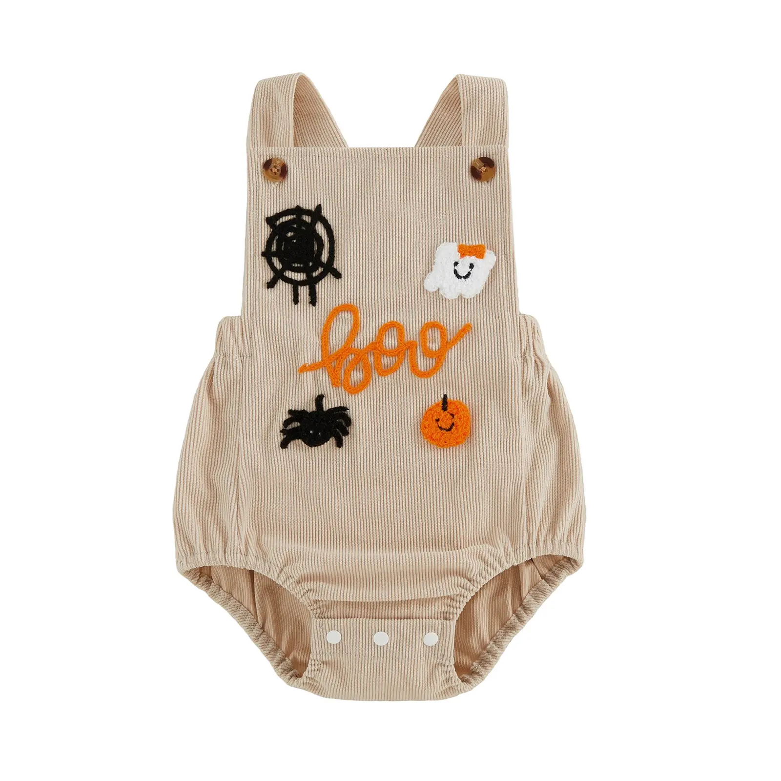 Babamoon Toddler Infant Baby Boys Girls Halloween Romper Ghost Spider Embroidery Sleeveless Bubble Jumpsuit Onesie Bodysuit