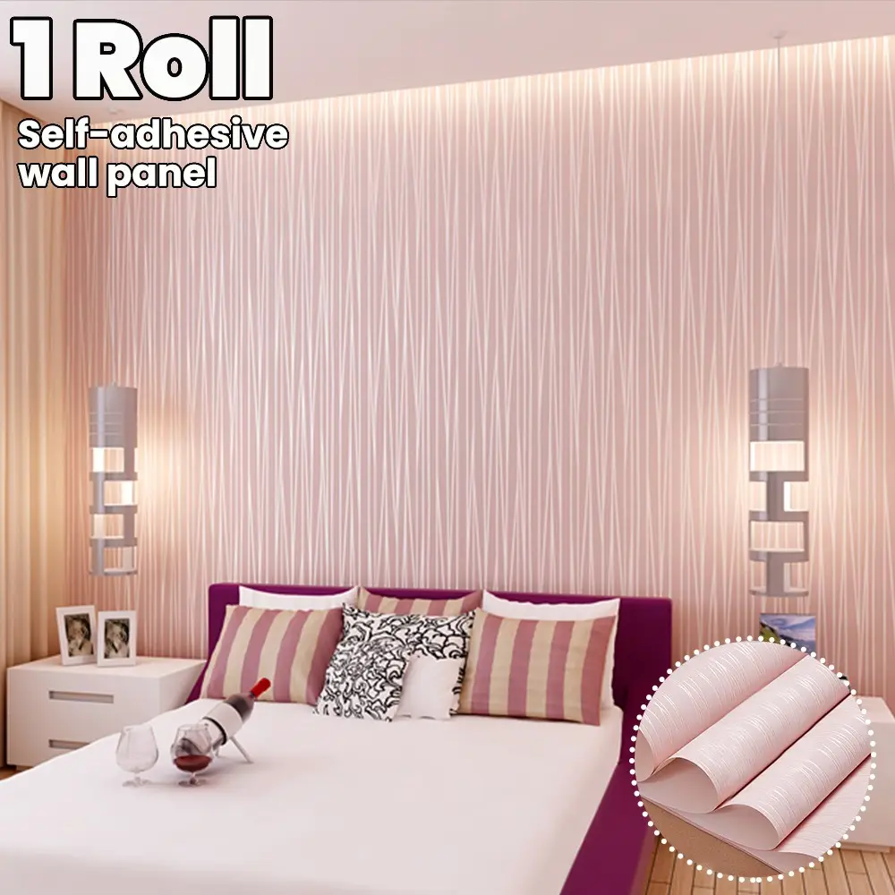 Fabric Texture Self-Adhesive Peel and Stick Wallpaper, Sticky Wallpaper Peel and Stick, Diy Wallpapers, Bright Tone, Thick Material, Easy to Remove, Ideal for Living Room, Bedroom, TV Background, Furniture Renovation