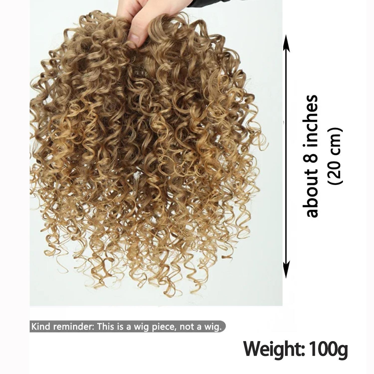 African Small Curl Hairpiece for Women  Fluffy Natural High-Temperature Synthetic Fiber Clip-in Hair Extension