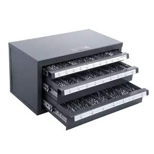 Drill Bit Dispenser Cabinet With Three-Drawer Organizer For A To Z, Steel Stackable Storage Cabinet Featuring Labeling System, Heavy-Duty Drill Bit Dispenser For Workshop, Garage, And Home Shop, Ideal For Organized Tool Storage