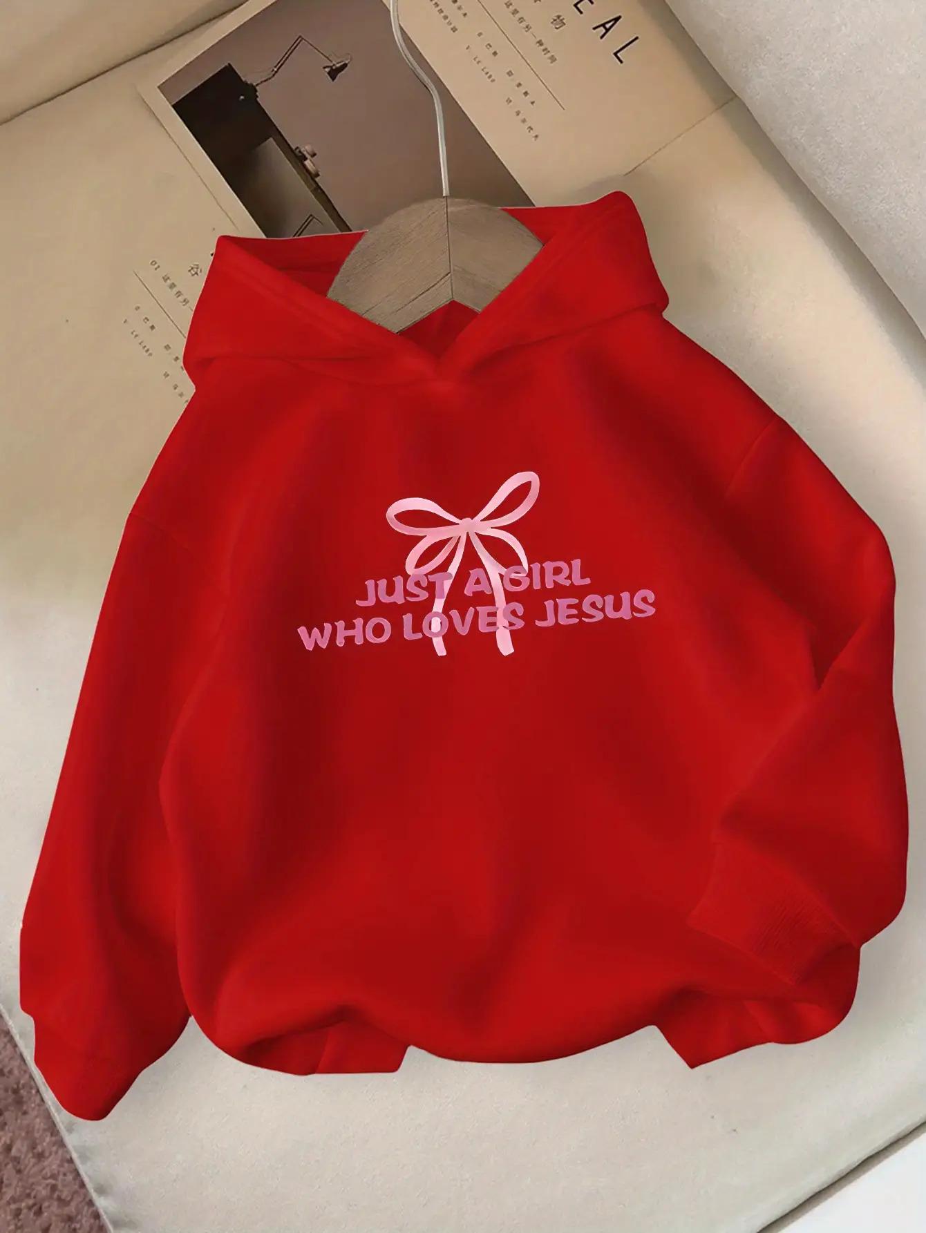 Autumn and Winter Girls' Hooded Sweatshirt Fashion Print Casual Pullover