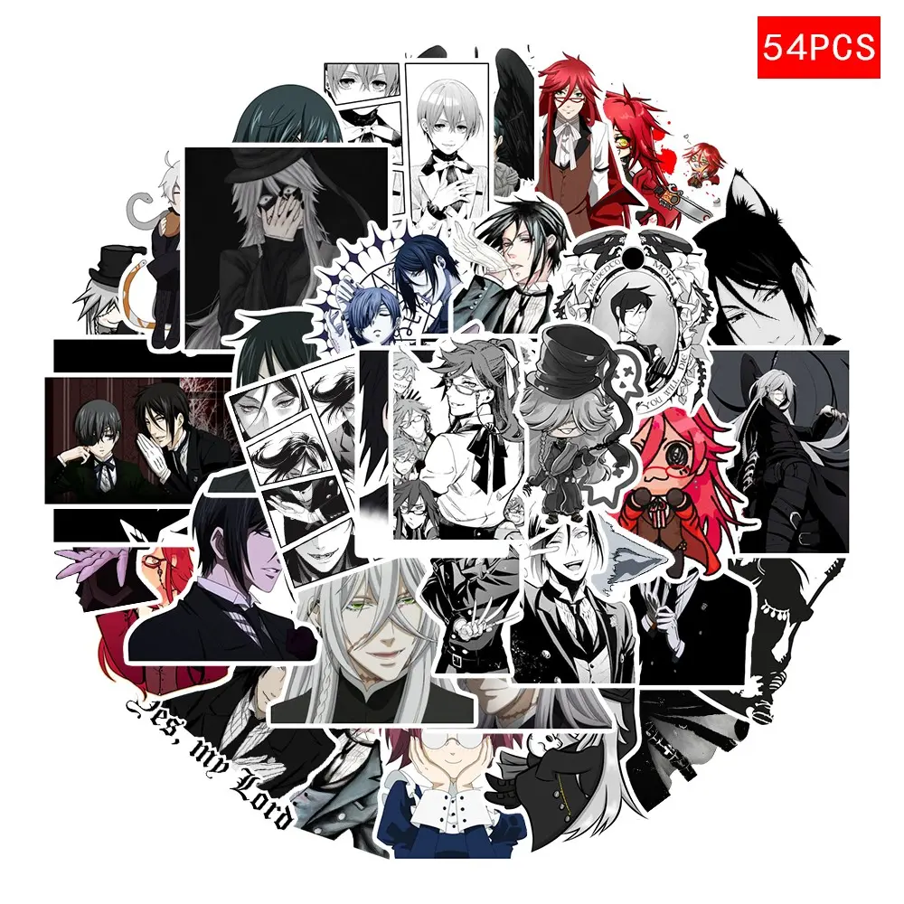 54 Pieces Butler Anime Theme Waterproof Stickers, Car Cup Luggage Phone Laptop Decals, Durable & Reusable Decorative Stickers