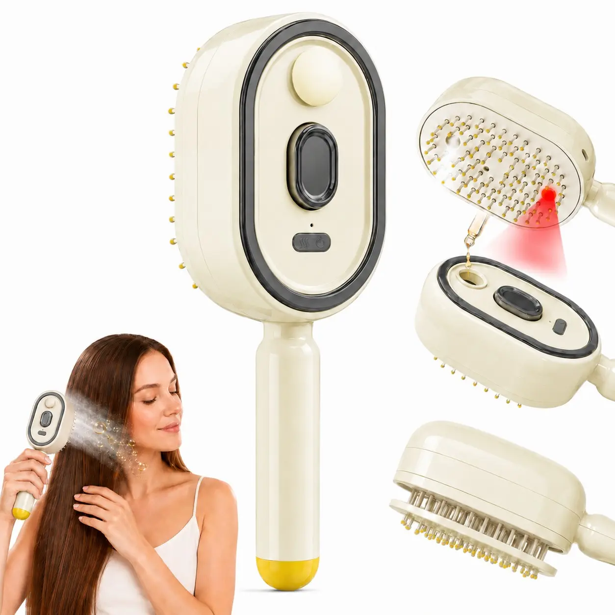 2026 New Electric Spray Comb, Rechargeable Steam Hair Straightener, Detangles, Reduces Frizz, Nourishes Hair, Anti-Static