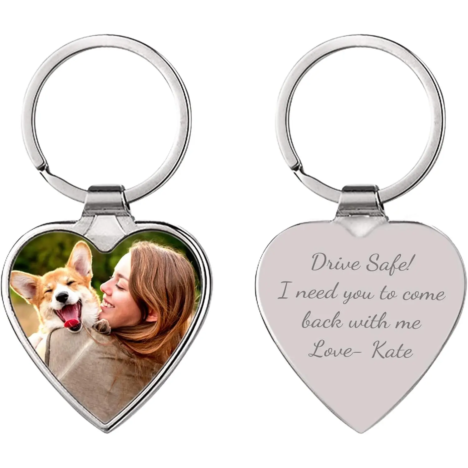 Personalized customized love keychain, laser engraving, customized pet keychain, personalized calendar date/photo/text full-color picture gift-I turned my dog photo into a keychain