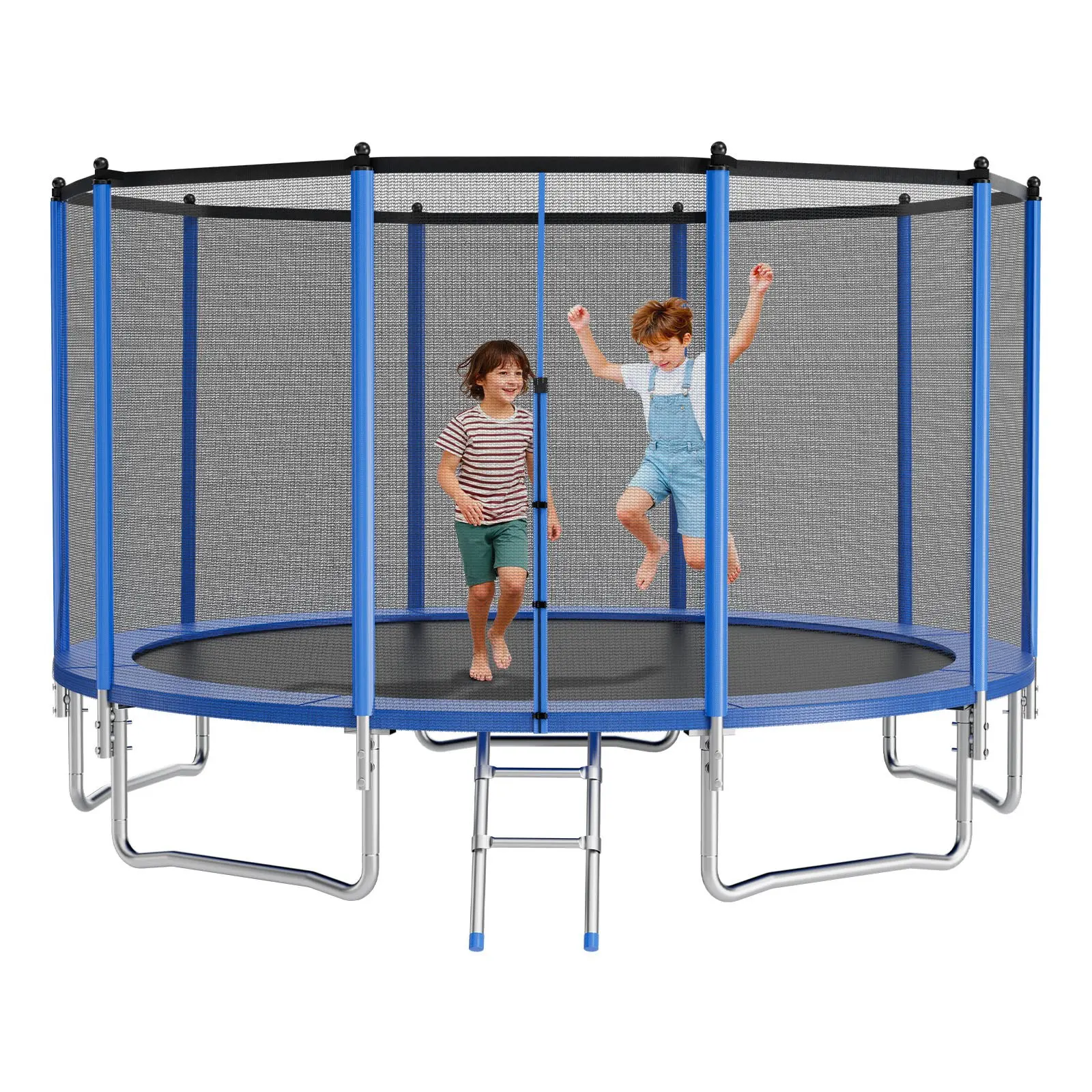 【DealsForYouDays】VEVOR Outdoor Trampoline, 15FT Round Recreational Trampoline with Enclosure Net, ASTM Approved, Heavy Duty Trampolines, Max 470 lbs Weight Capacity, Anti-Rust Backyard Trampolines for Kids & Adults